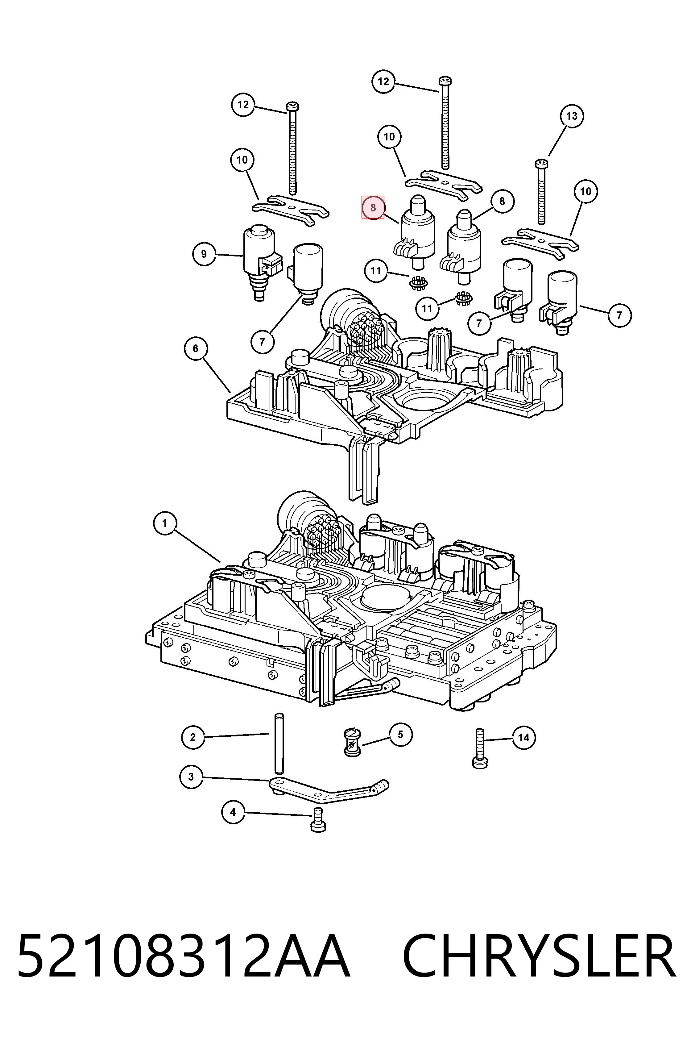 05138838AA Fiat/Alfa/Lancia Solenoide da Caixa Automática de Mudança