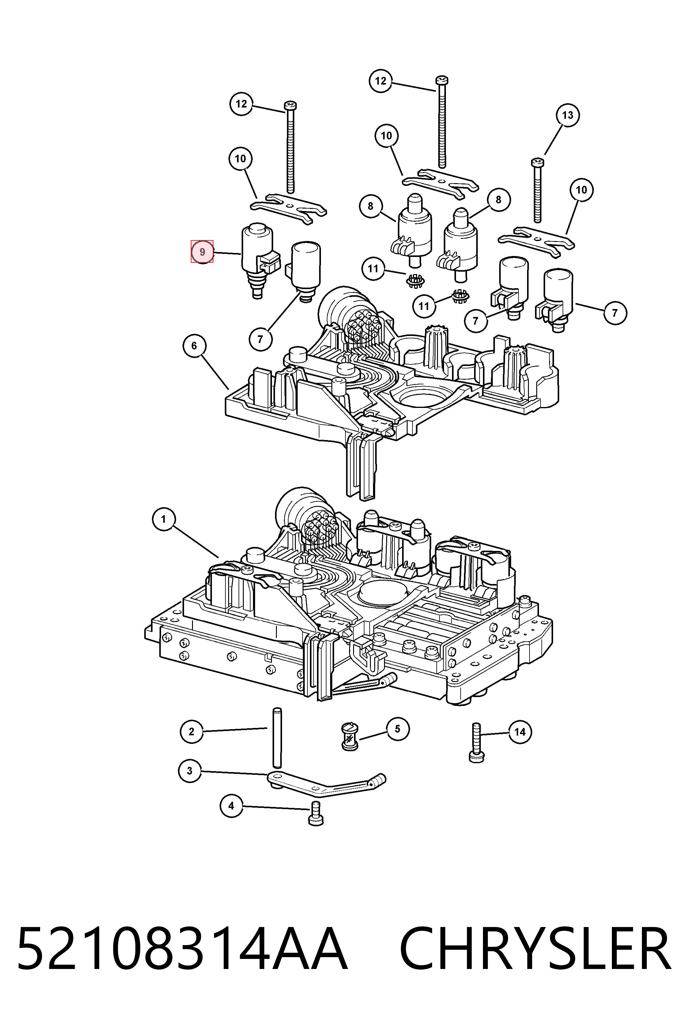 K52108314AB Fiat/Alfa/Lancia Solenoide da Caixa Automática de Mudança