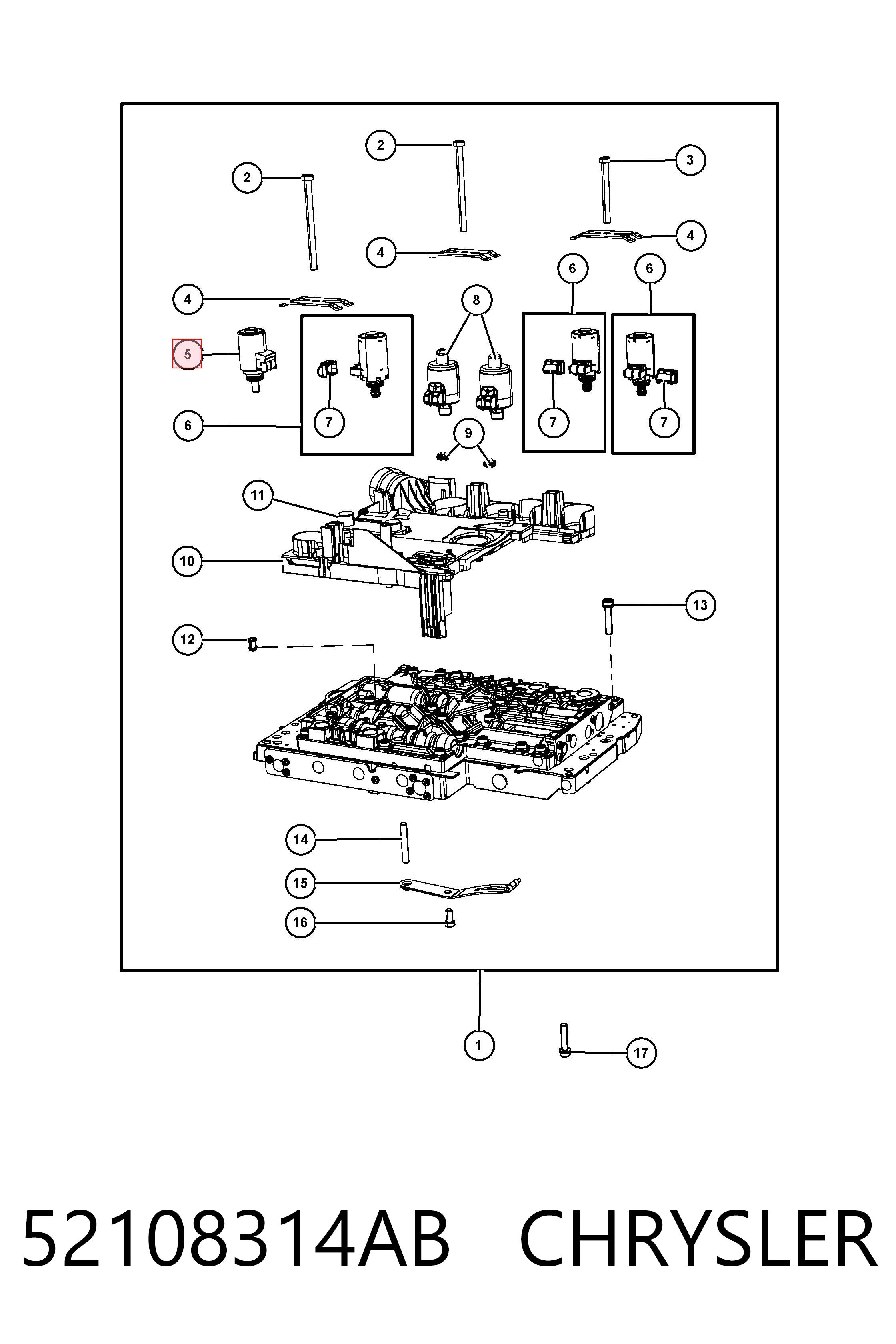 52108314AB Chrysler Solenoide da Caixa Automática de Mudança
