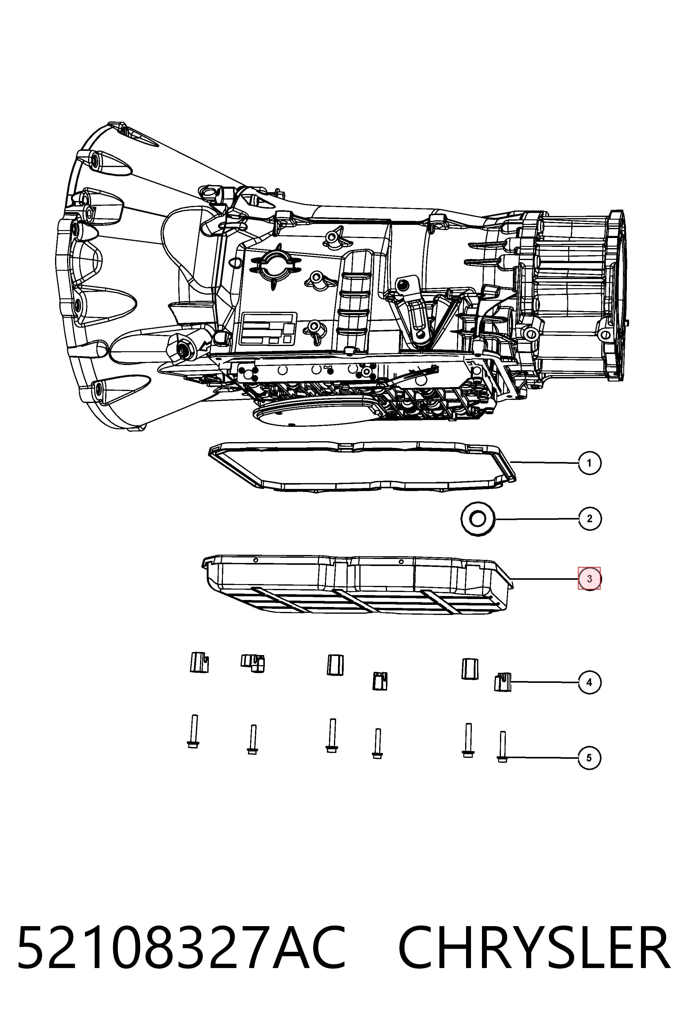 52108327AC Chrysler Cárter da Caixa Automática de Mudança