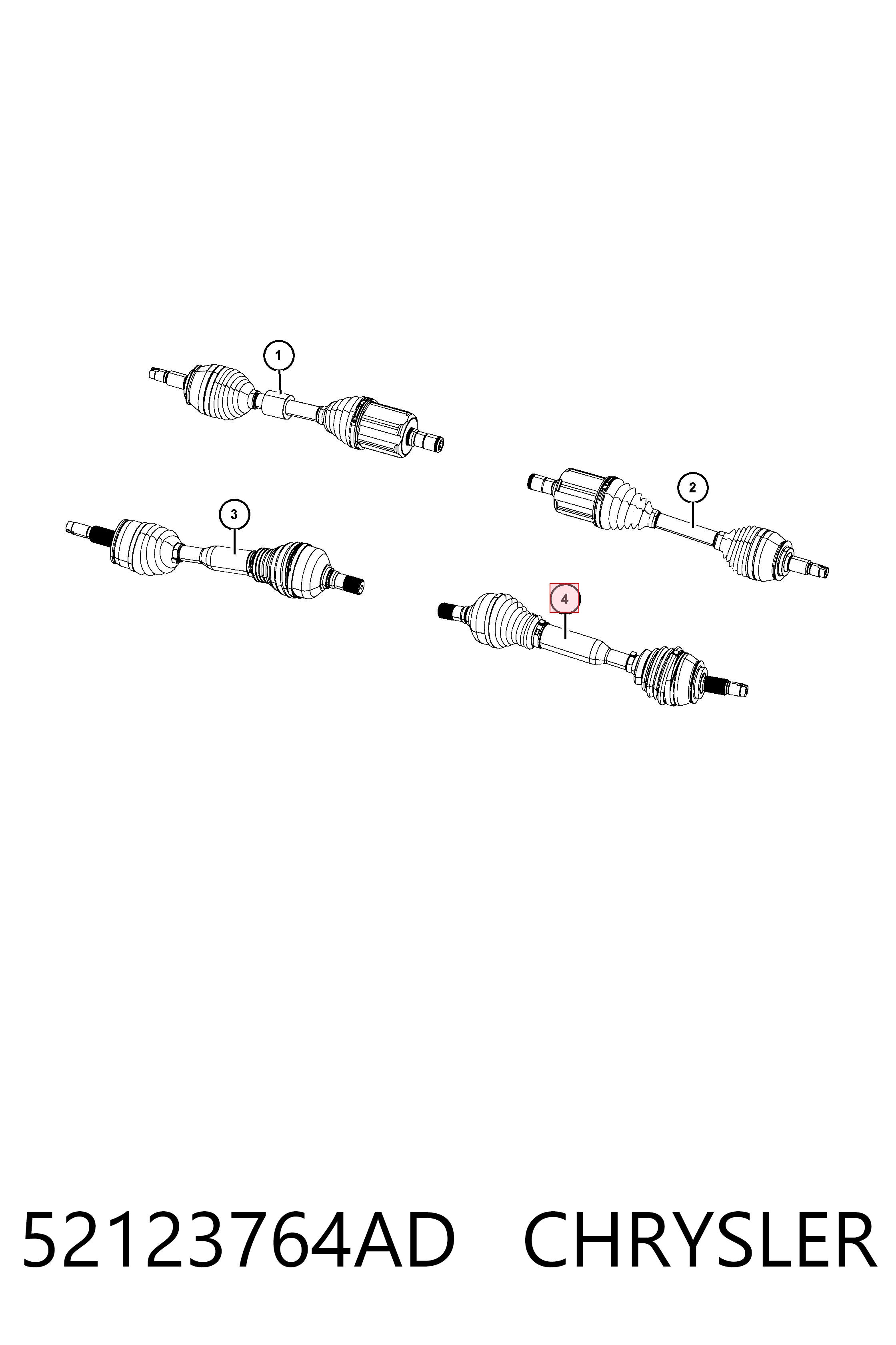 52123764AD Chrysler Semieixo (acionador) dianteiro direito