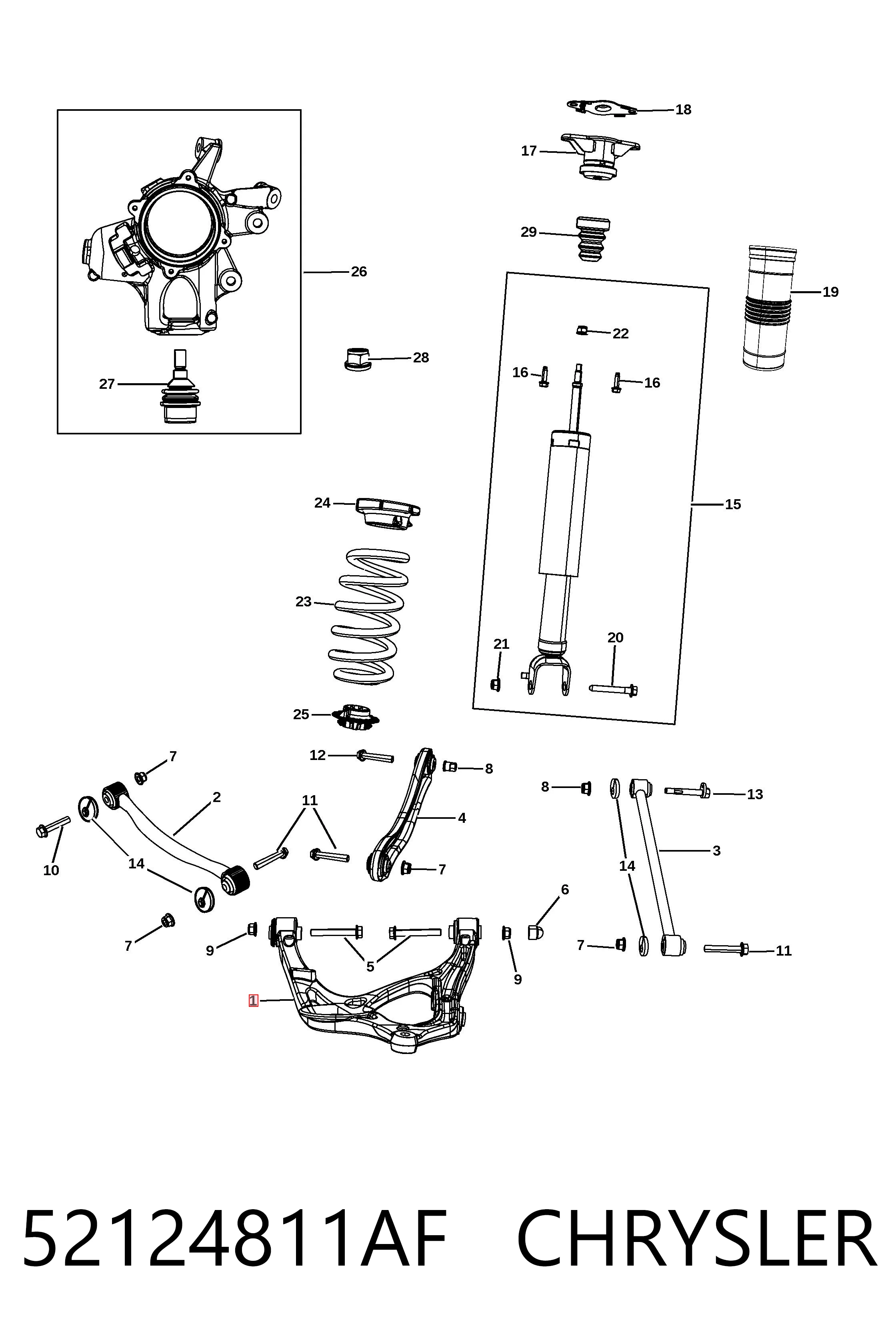 K52124811AF Fiat/Alfa/Lancia Braço oscilante inferior esquerdo de suspensão traseira
