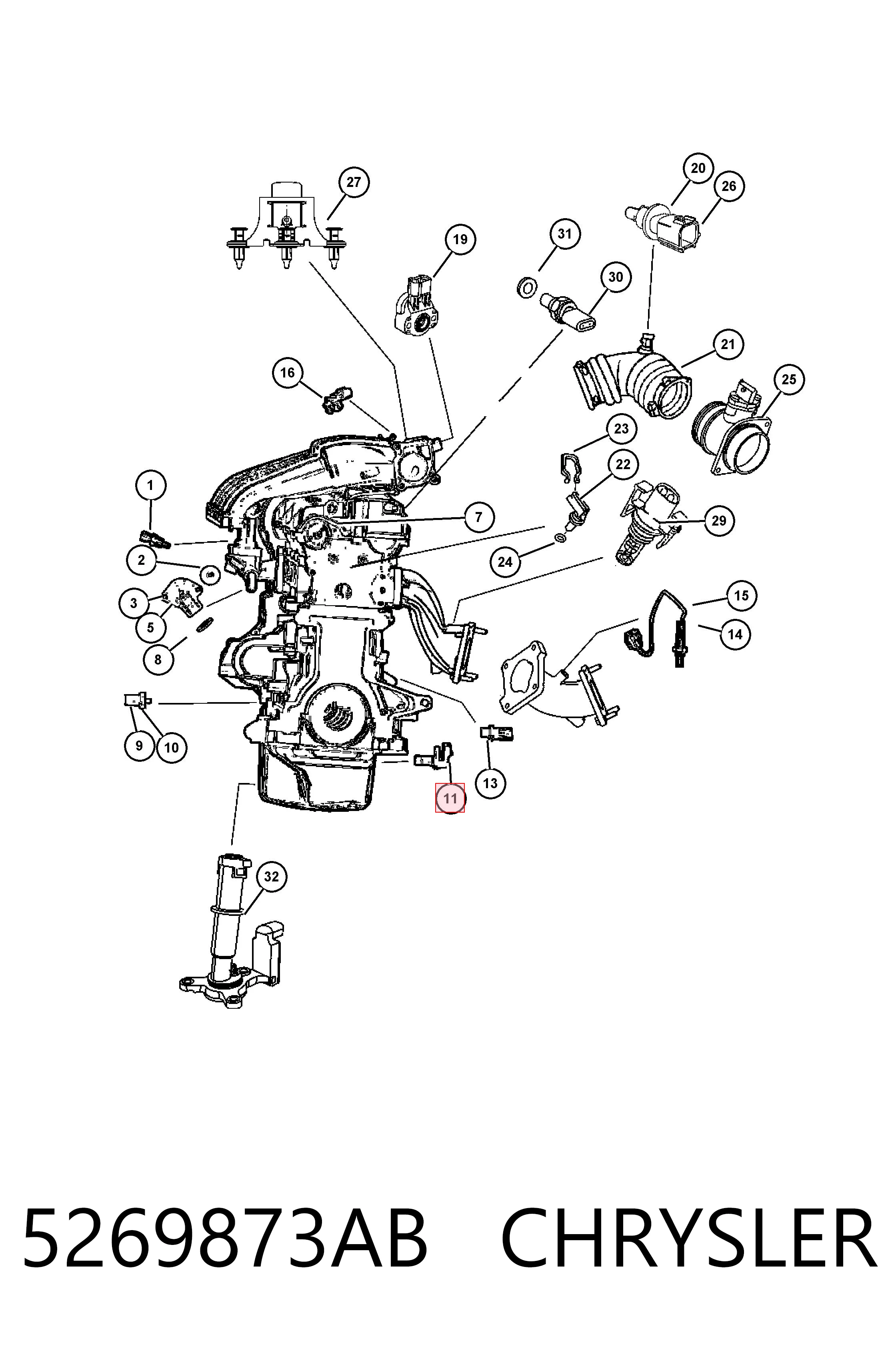 5269873AB Chrysler Sensor de posição (de revoluções) de cambota