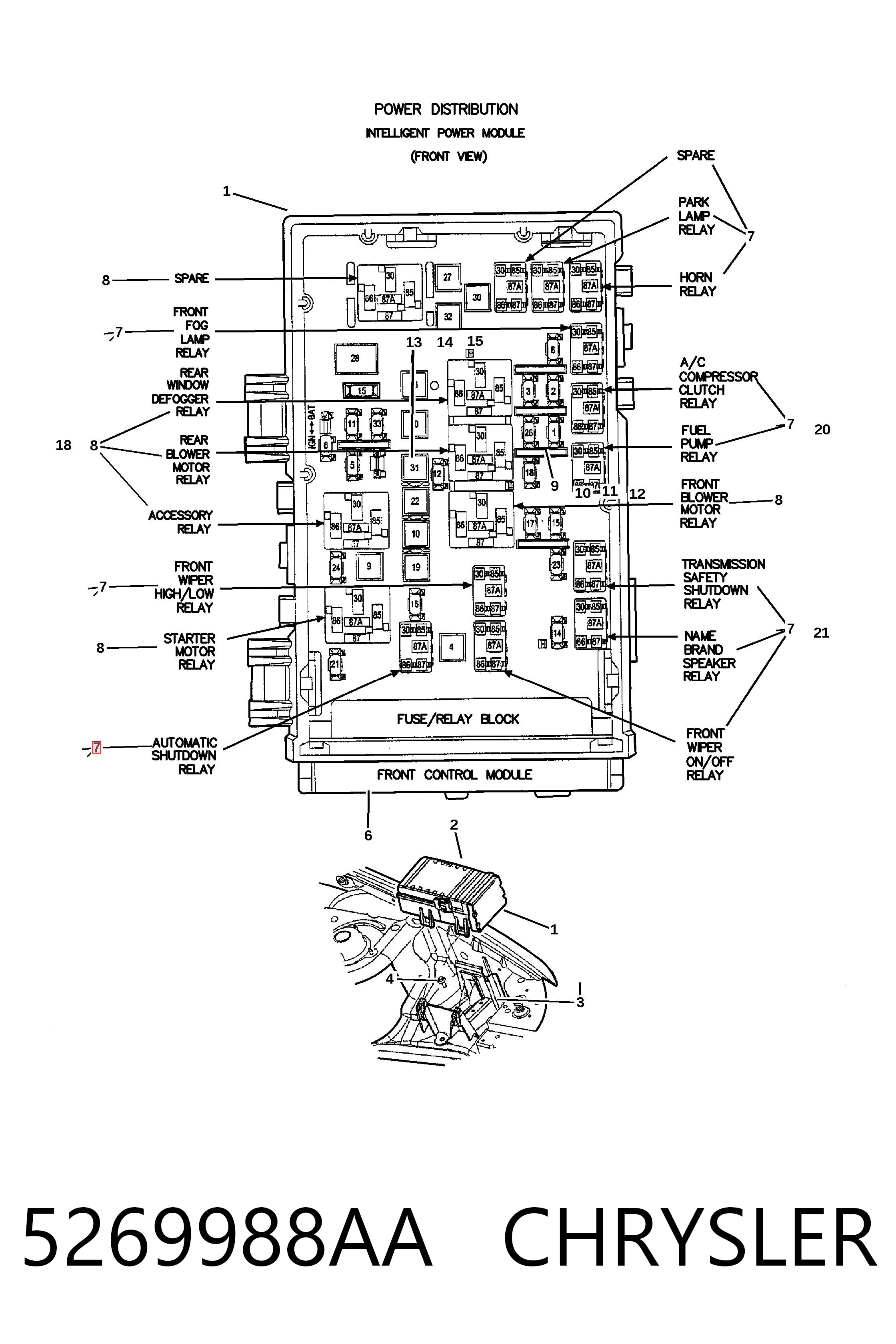 5269988AA Chrysler Relê elétrico multifuncional