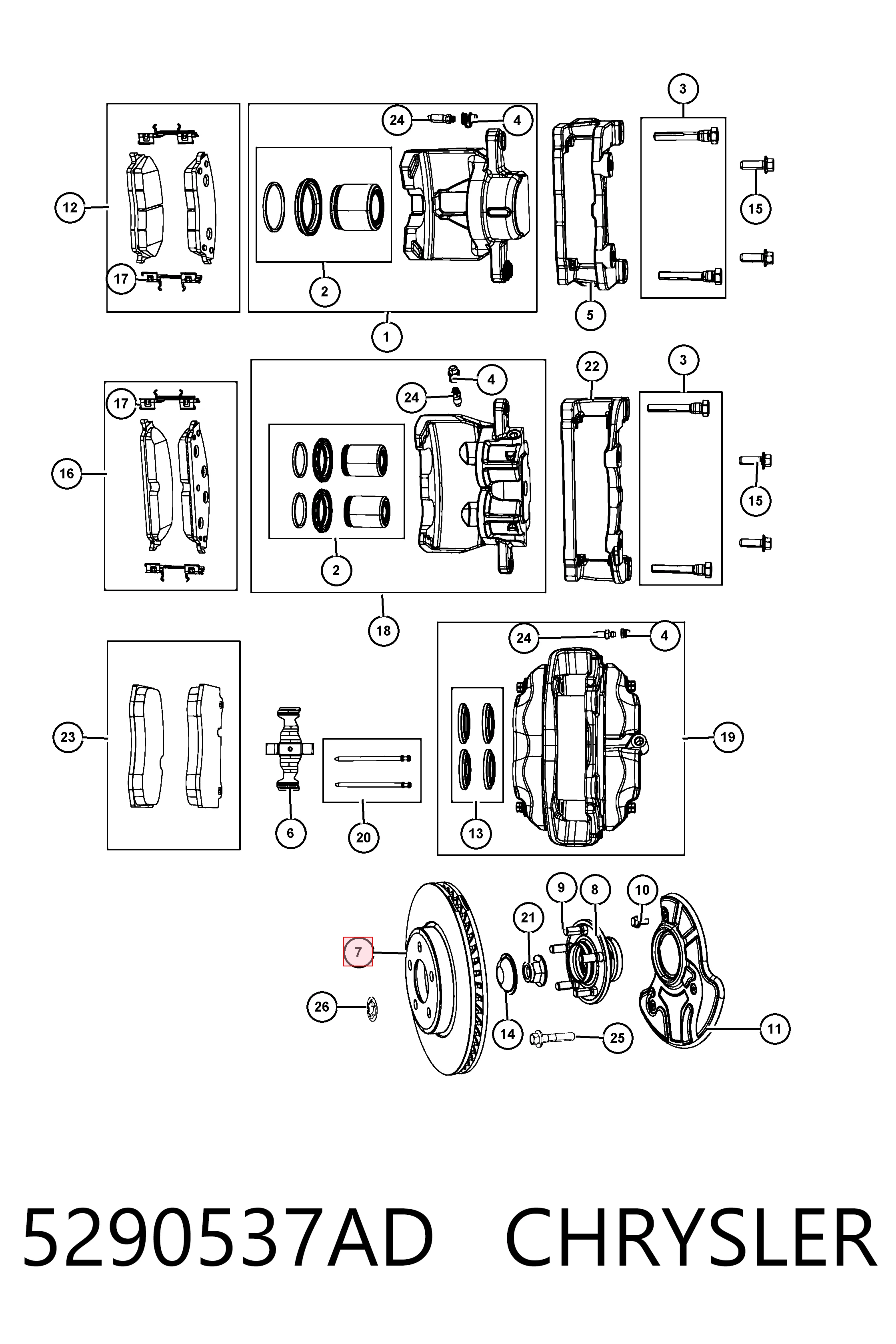 5290537AD Chrysler Disco do freio dianteiro