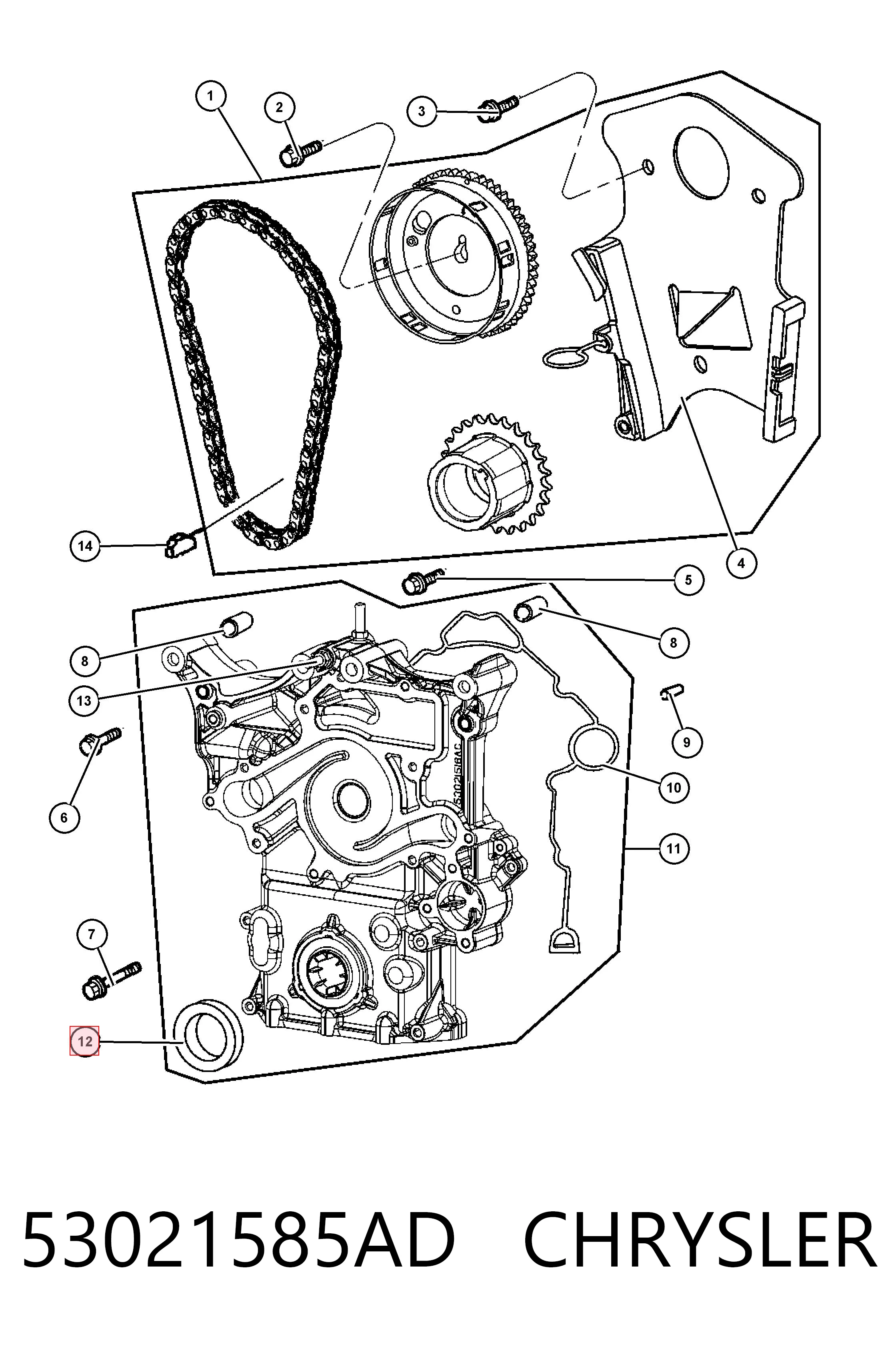 53021585AD Chrysler Vedação dianteira de cambota de motor