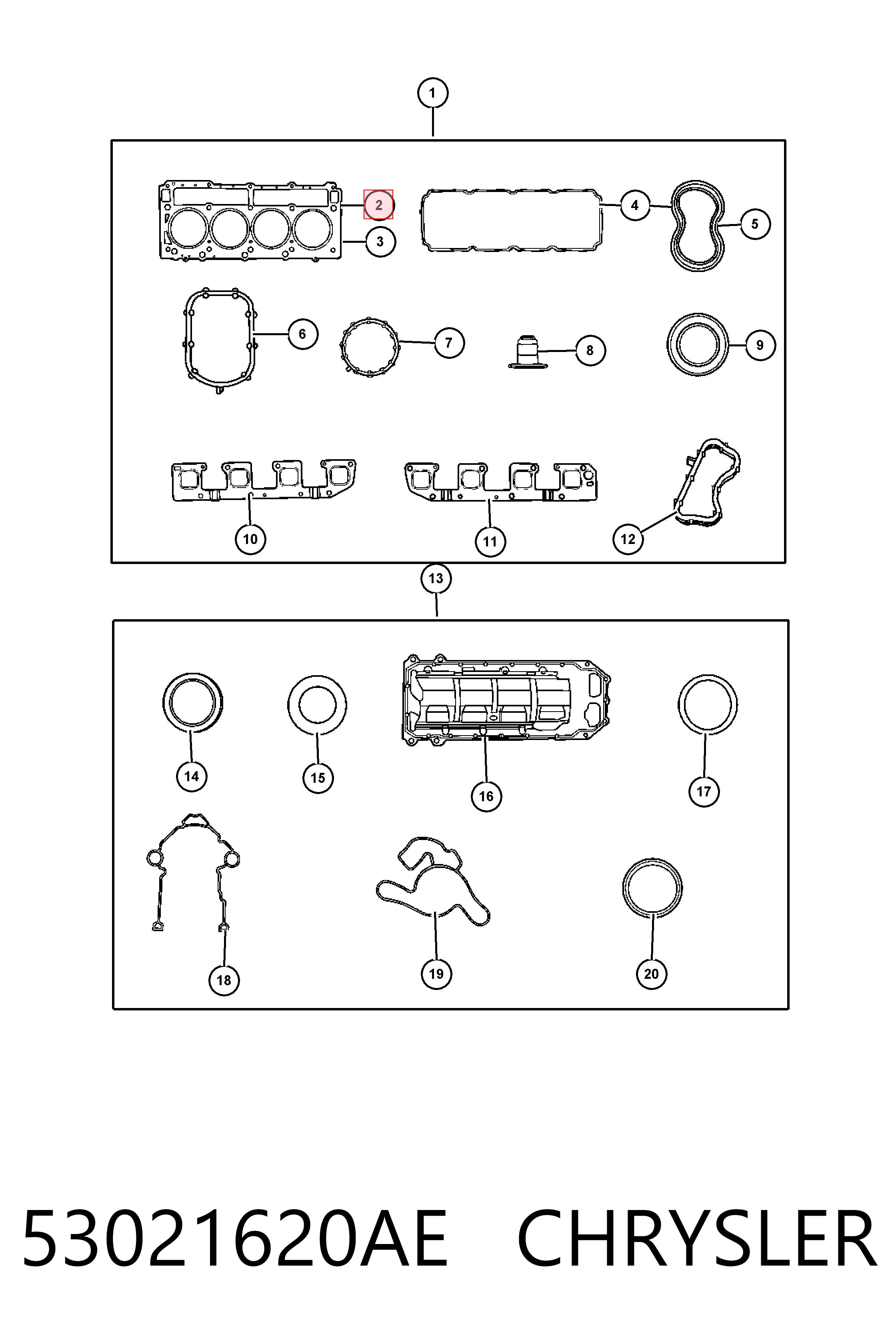 53021620AE Chrysler Vedante direito de cabeça de motor (CBC)