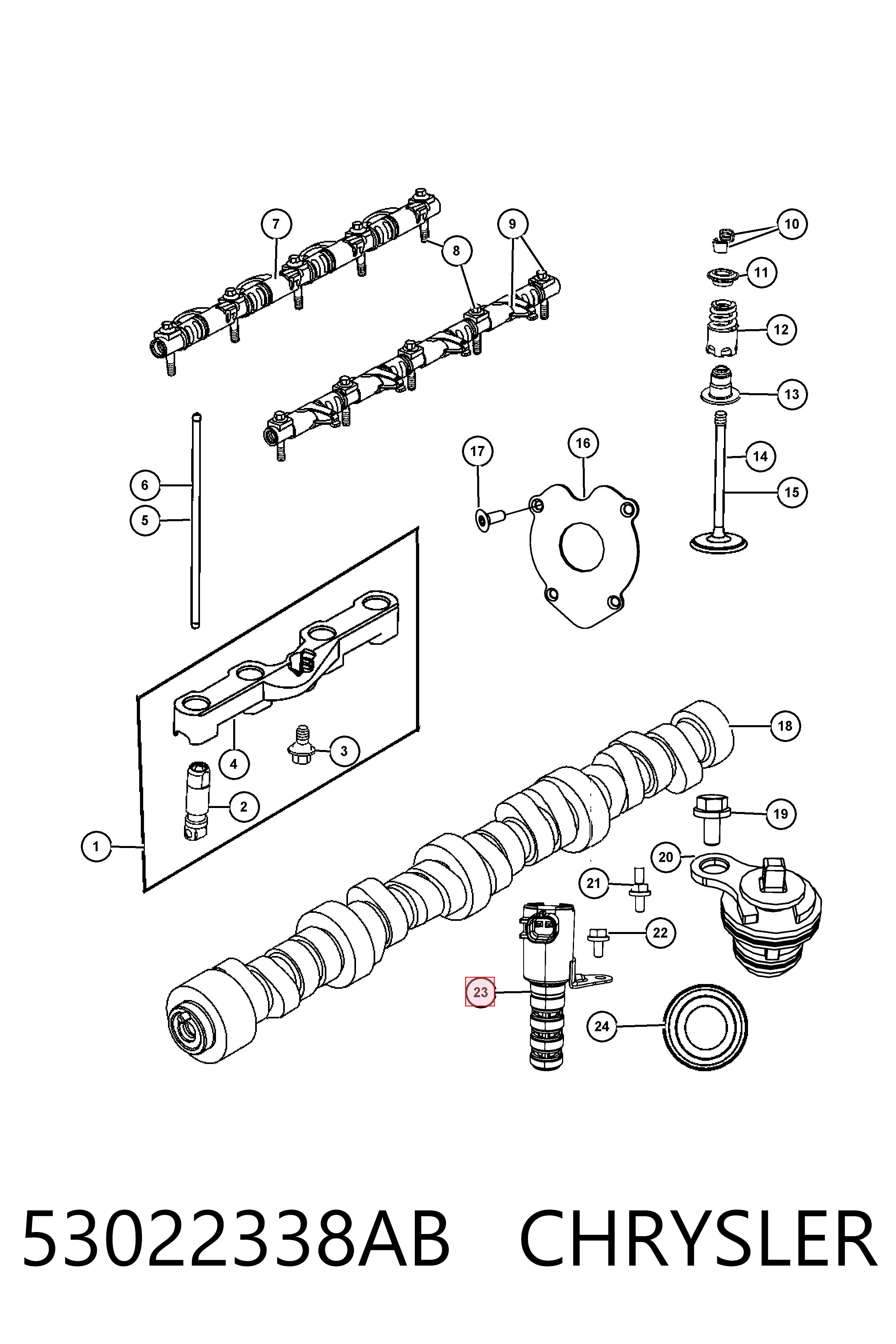 53022338AB Chrysler Válvula eletromagnética de posição (de fases) da árvore distribuidora