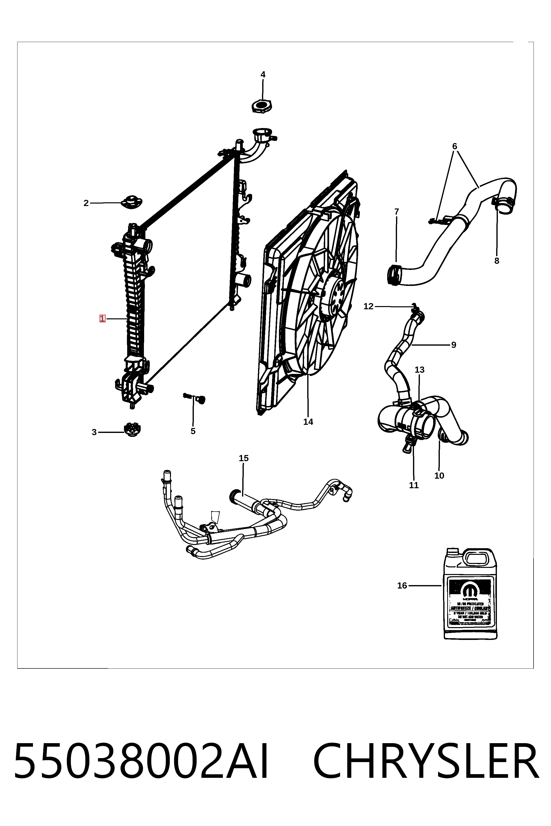 K55038002AI Fiat/Alfa/Lancia Radiador de esfriamento de motor