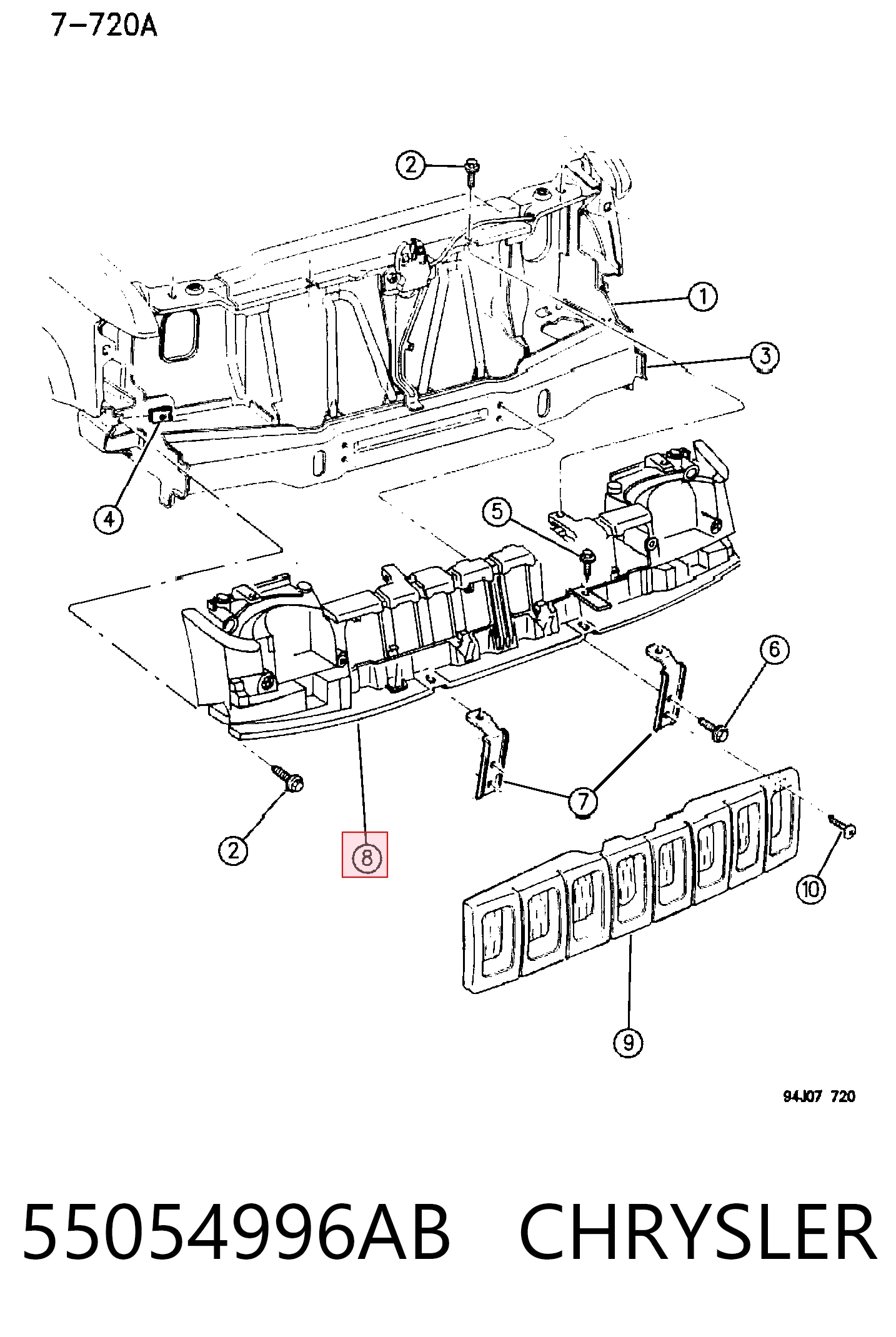 Suporte do radiador montado (painel de montagem de fixação das luzes) para Jeep Grand Cherokee I Z