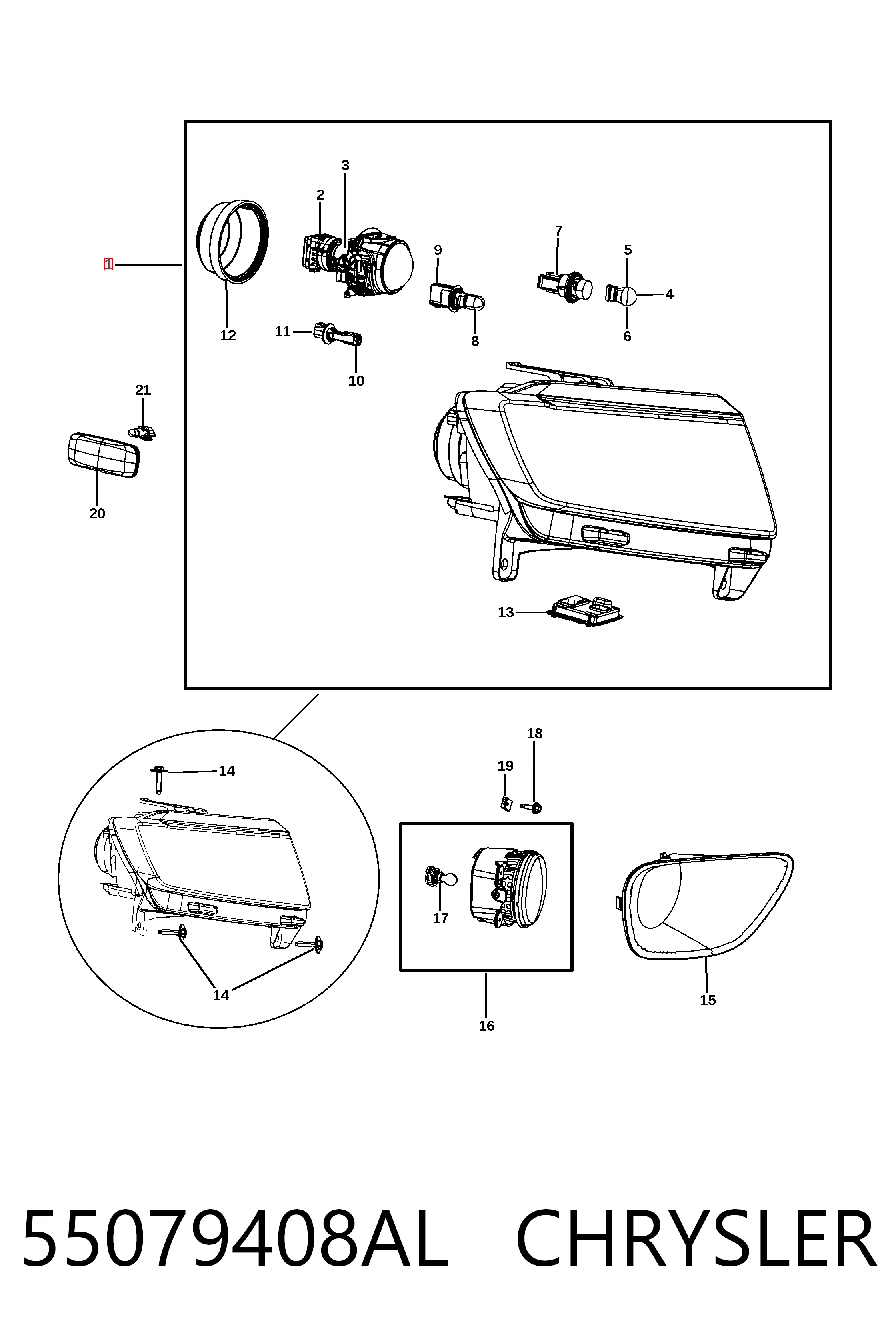 Luz direita Fiat/Alfa/Lancia K55079408AL preço, a partir de 1280,65 USD