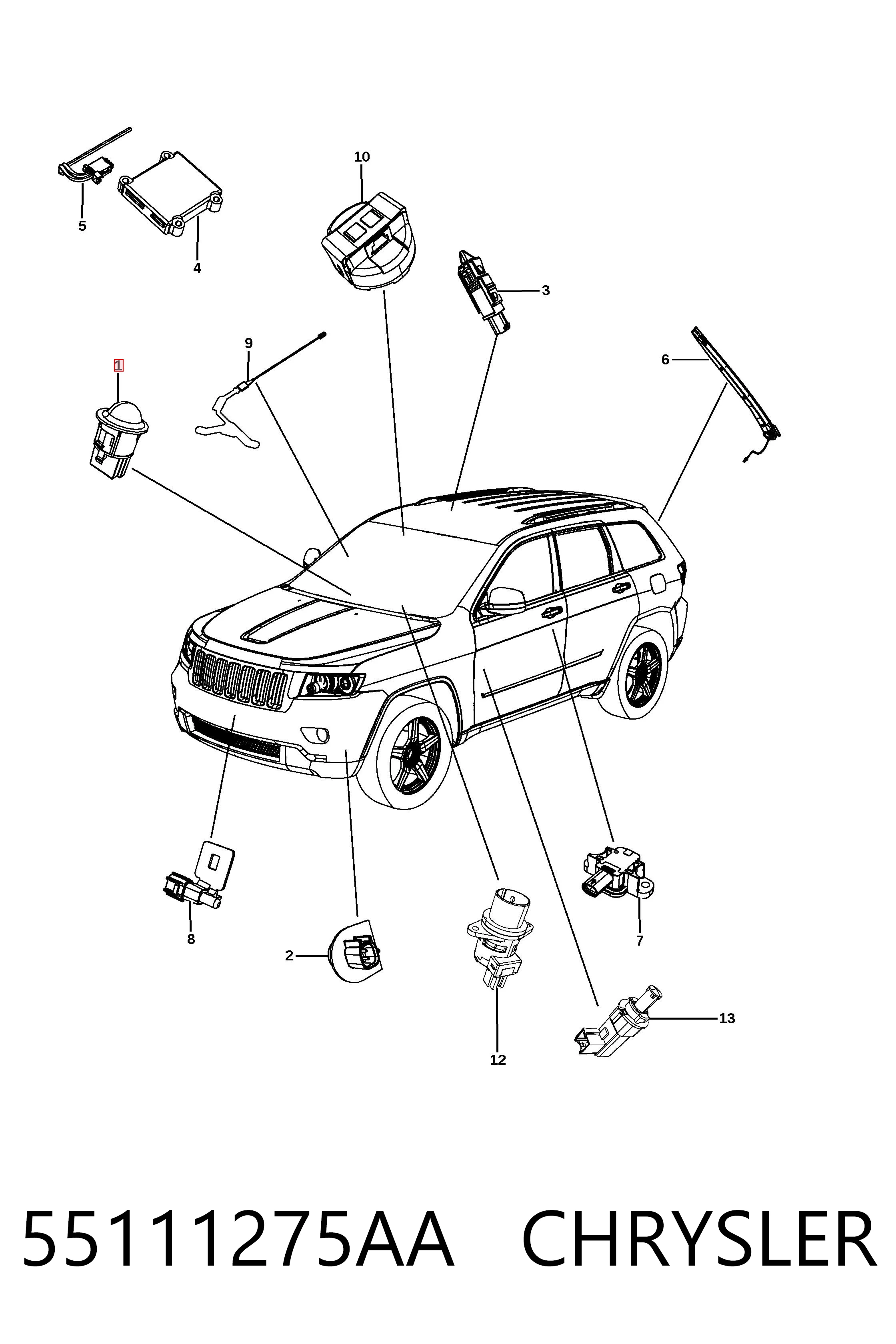 55111275AA Chrysler Sensor de iluminação de salão
