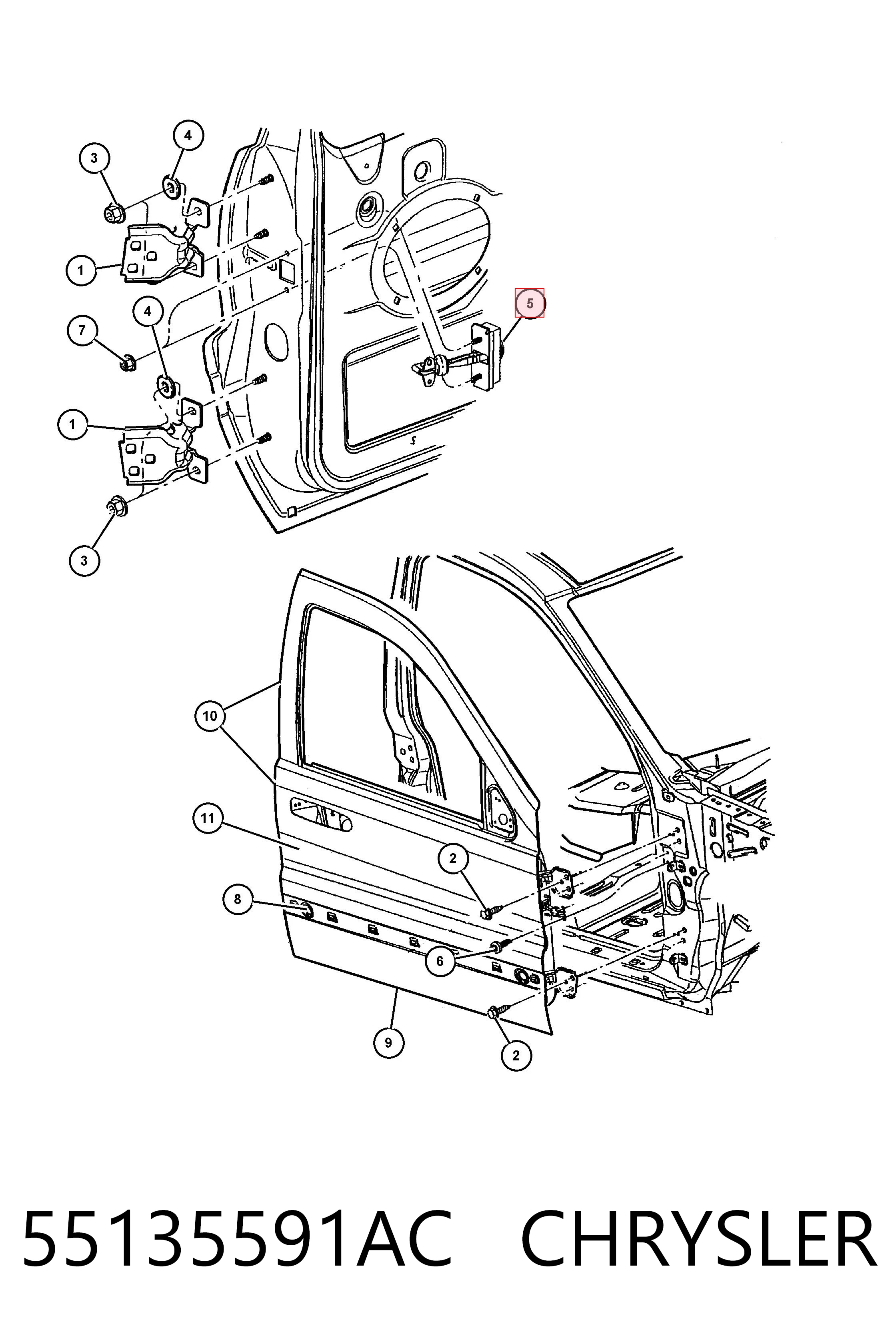 55135591AC Chrysler Limitador dianteiro esquerdo de abertura de porta