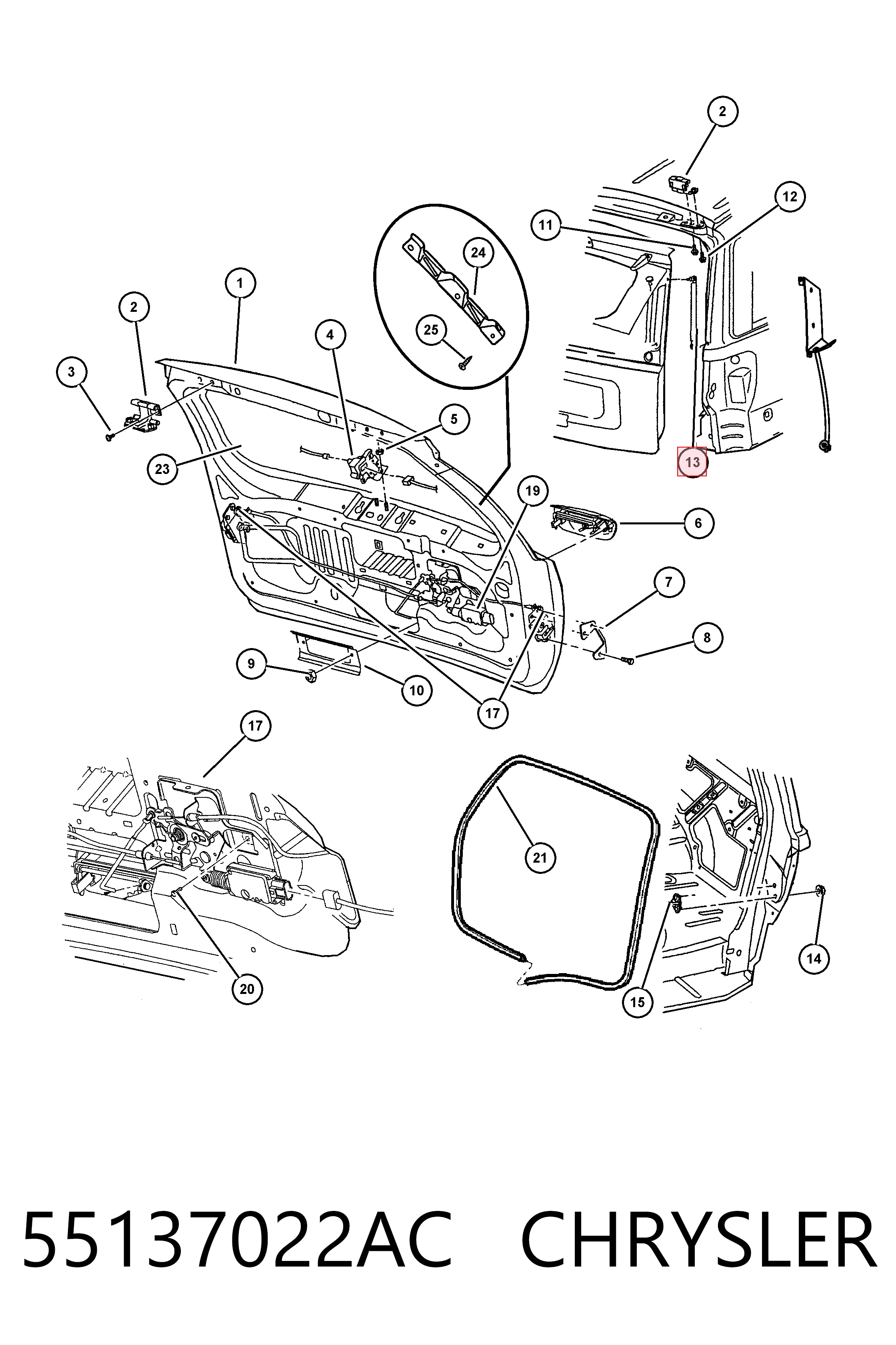 55137022AC Chrysler Amortecedor de tampa de porta-malas (de 3ª/5ª porta traseira)