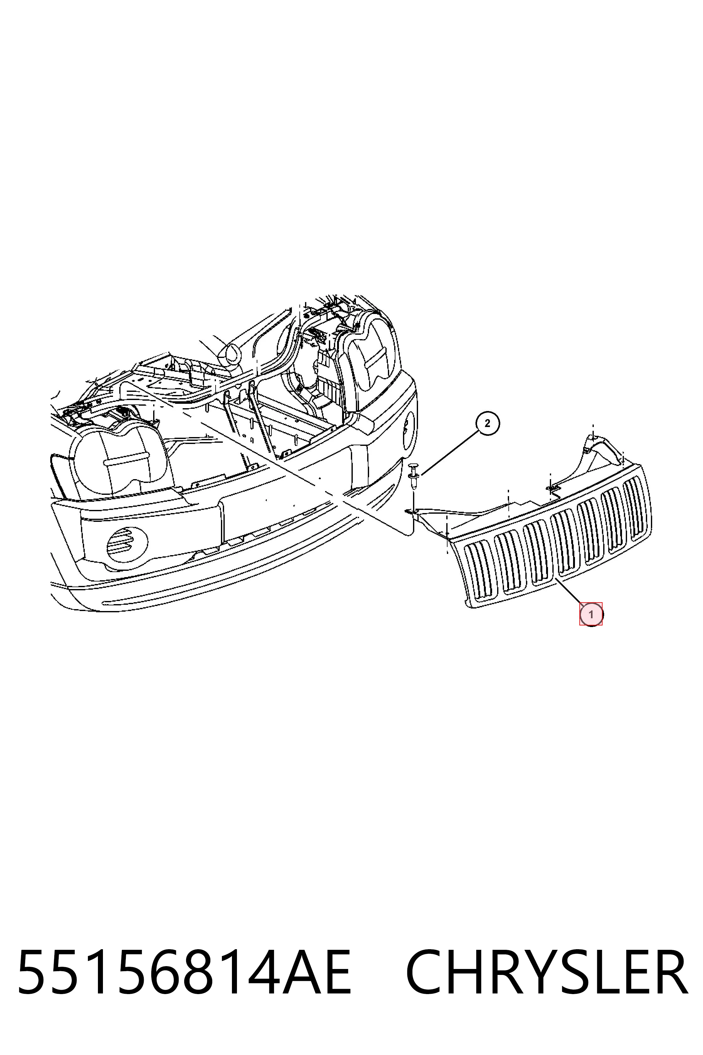 Grelha do radiador K55156814AE Fiat/Alfa/Lancia