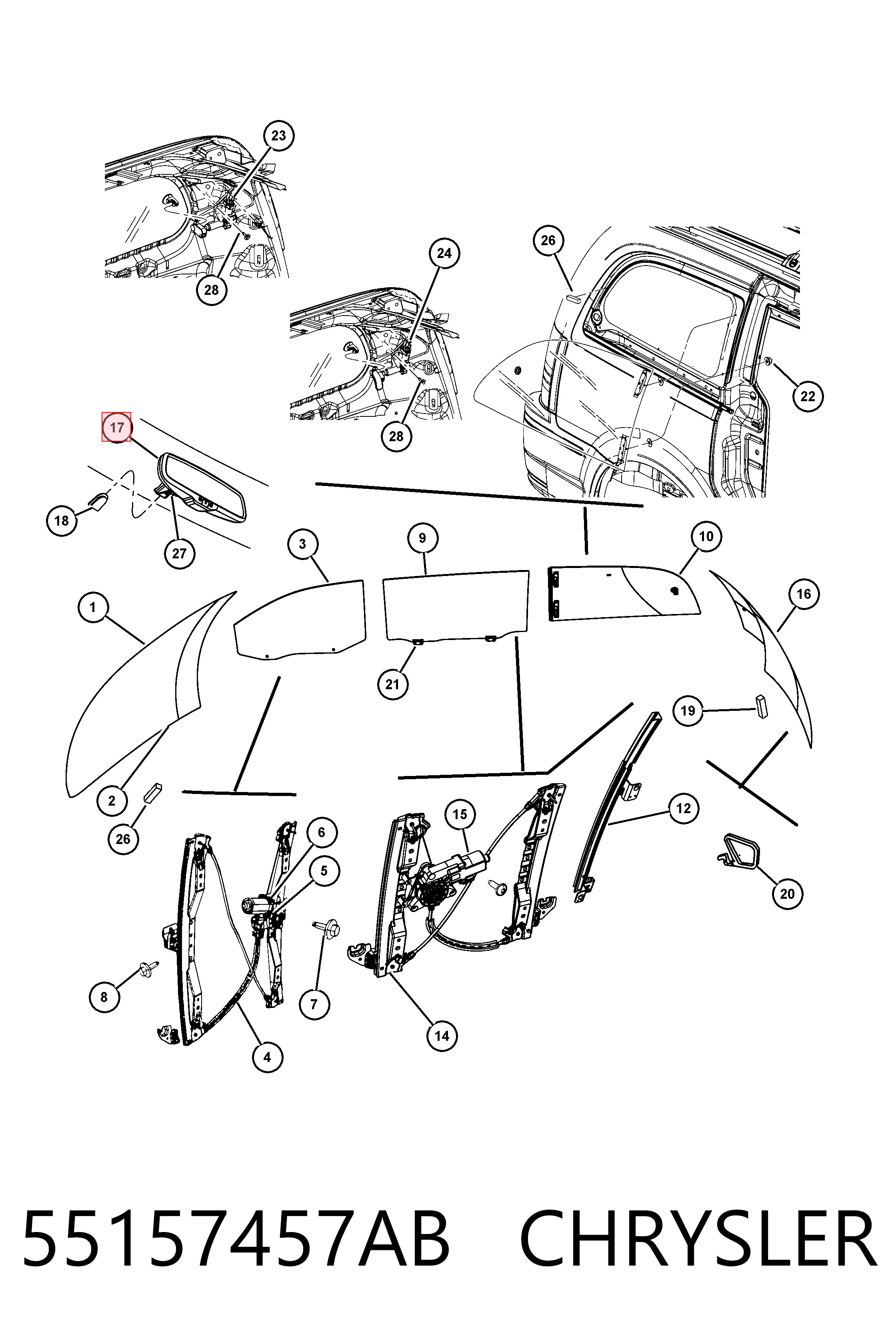 Espelho de salão interno para Dodge Journey  
