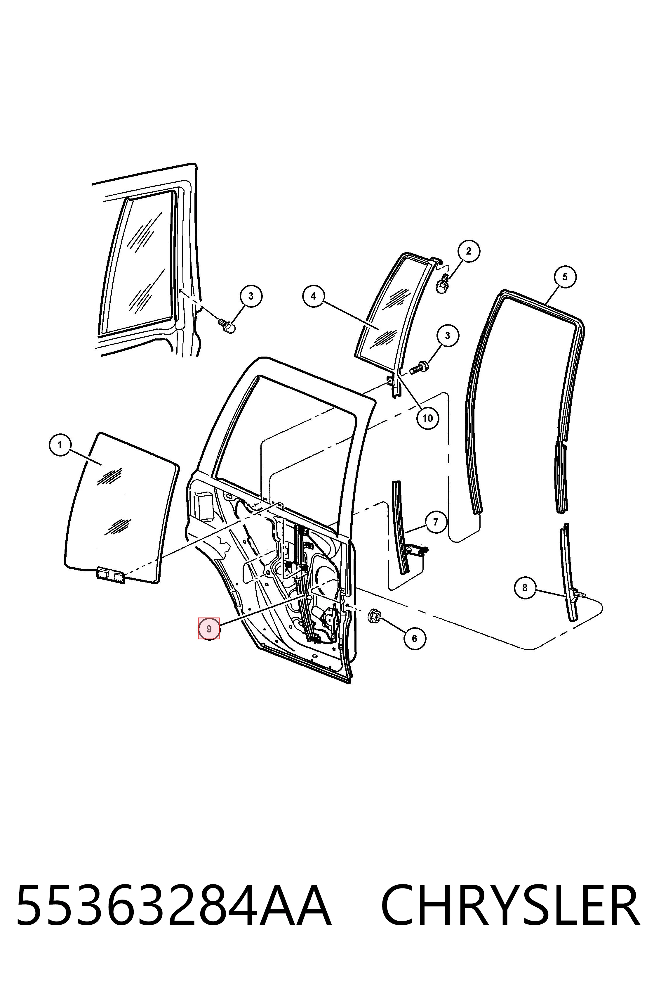 Mecanismo de acionamento de vidro da porta traseira direita K55363284AC Fiat/Alfa/Lancia