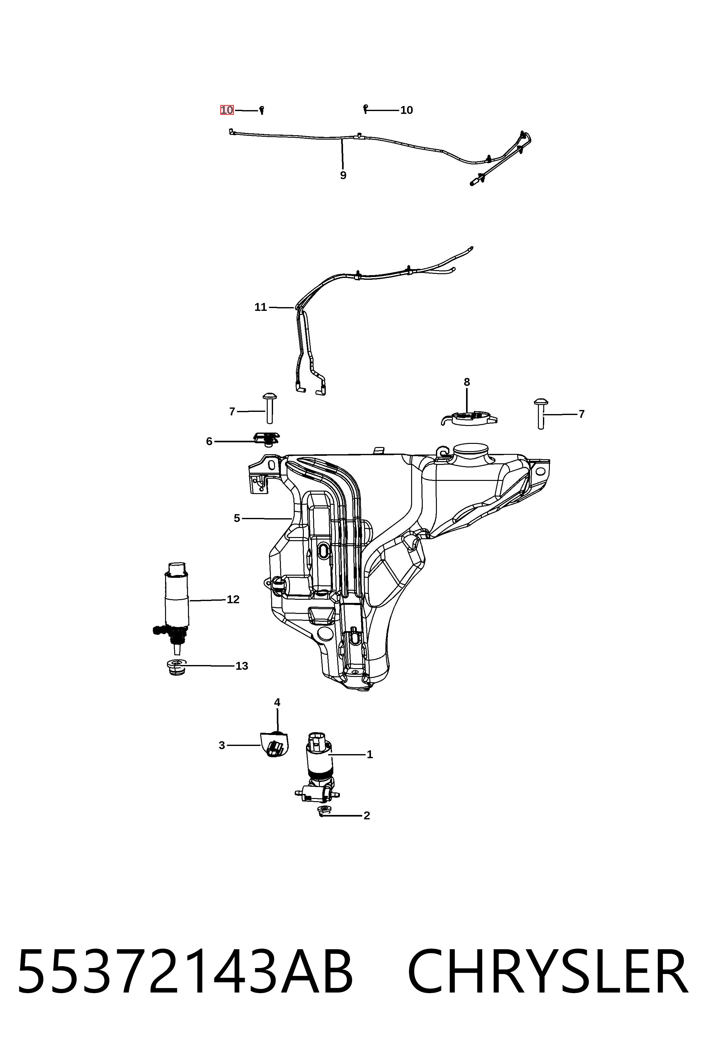 55372143AB Chrysler Injetor de fluido para lavador de pára-brisas