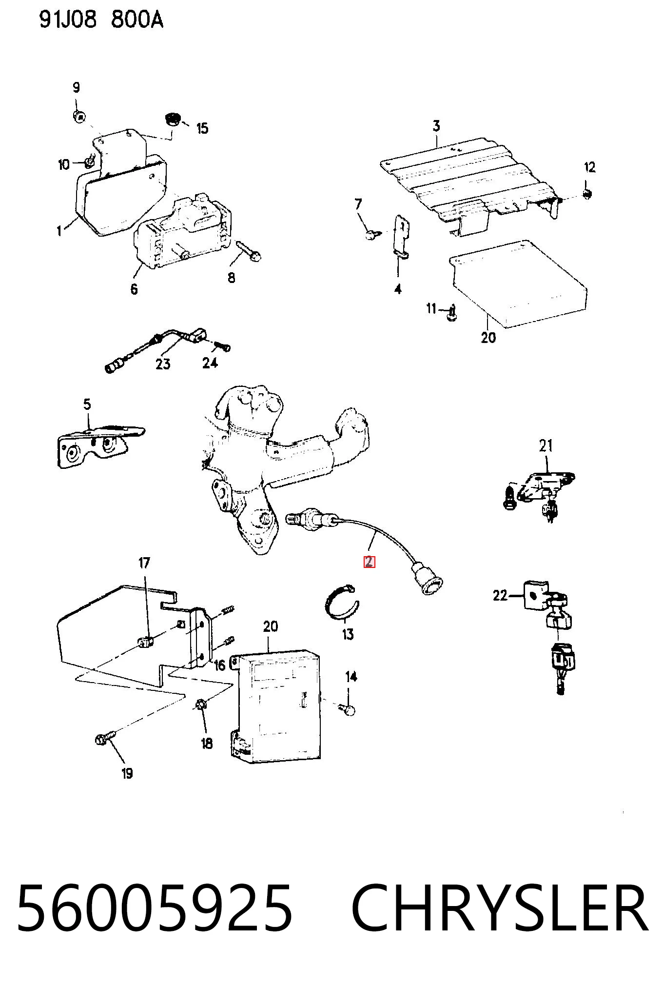 56005925 Chrysler Sonda lambda, sensor de oxigênio até o catalisador