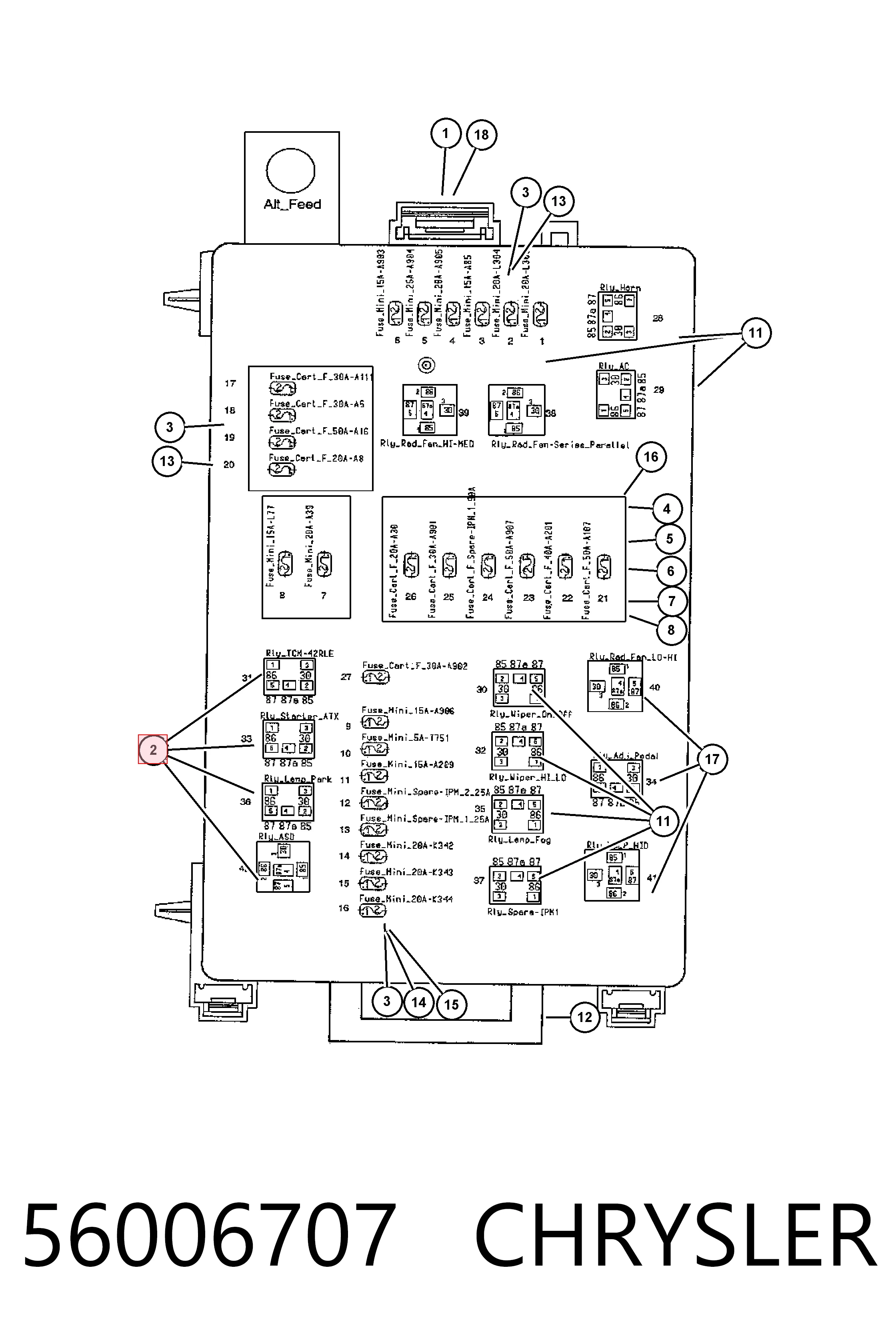 56006707 Chrysler Relê da luz
