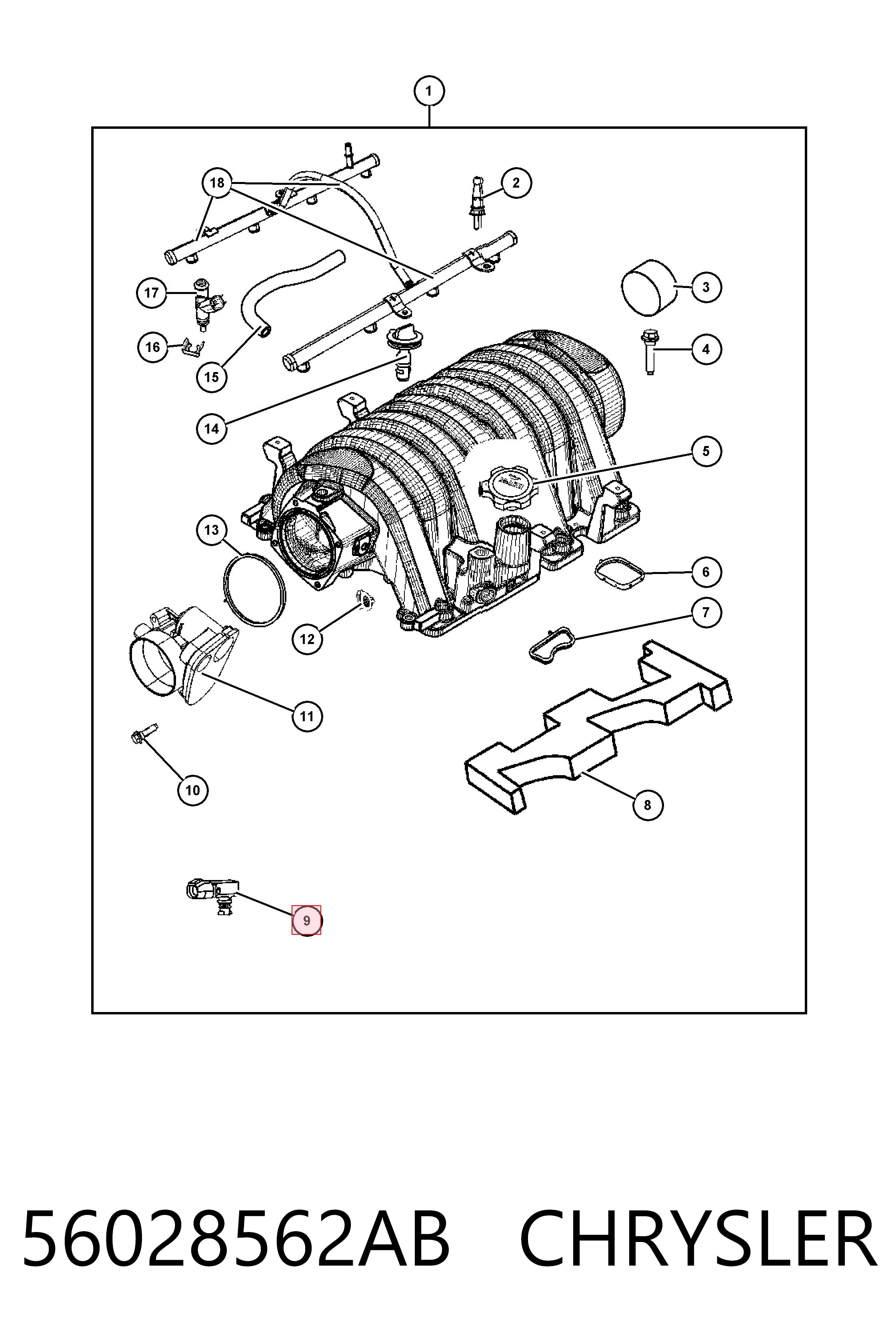 56028562AB Chrysler Sensor de pressão no coletor de admissão, MAP