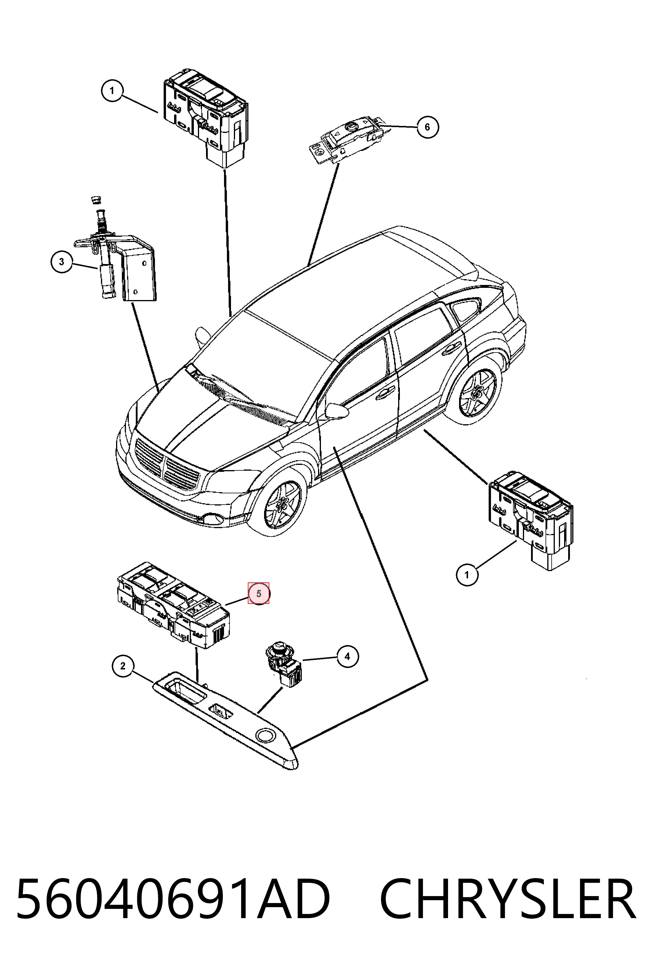 Unidade de botões dianteira esquerda de controlo de elevador de vidro Fiat/Alfa/Lancia K04602789AA preço, a partir de 7,31 USD