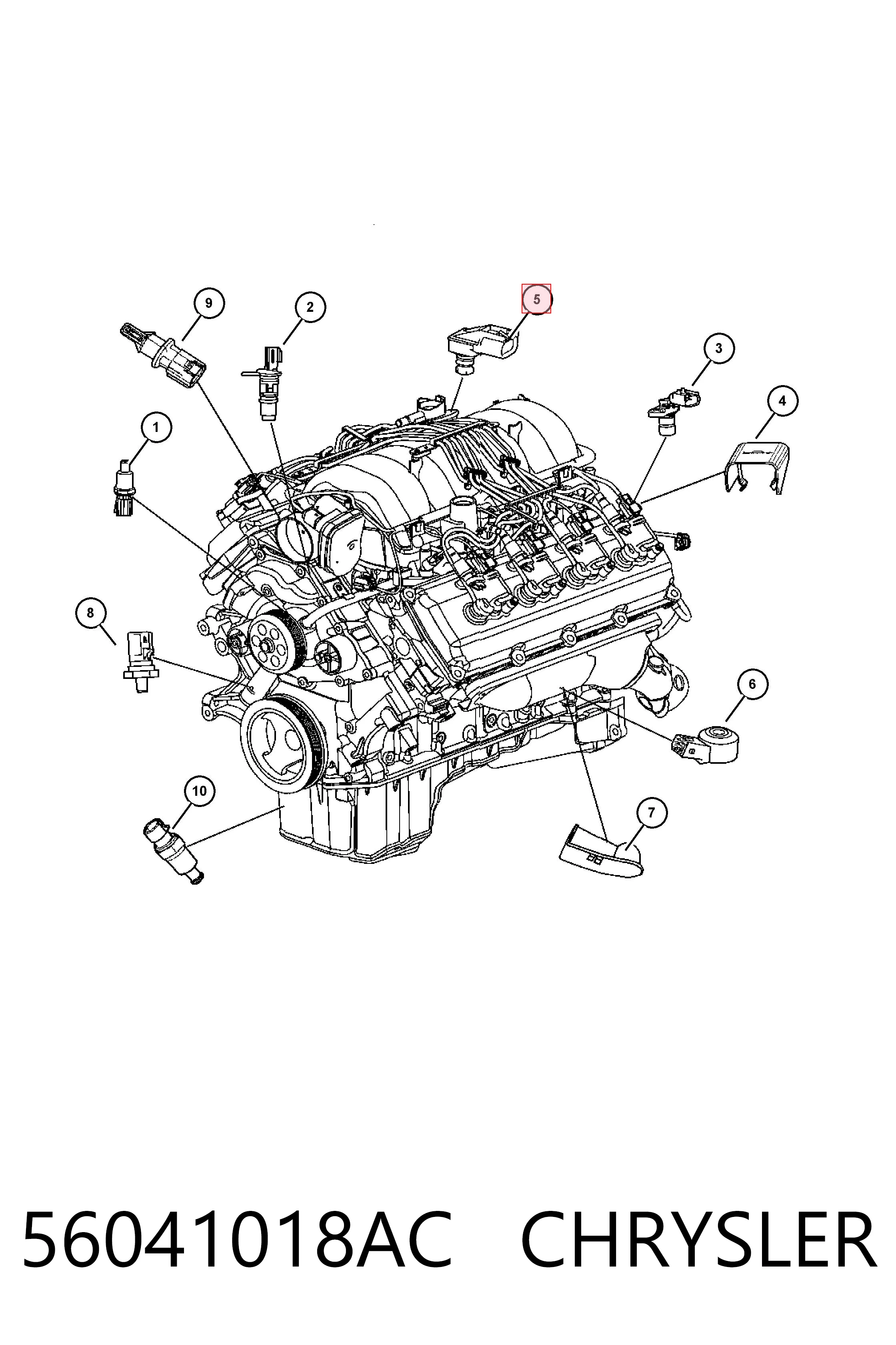 56041018AC Chrysler Sensor de pressão no coletor de admissão, MAP