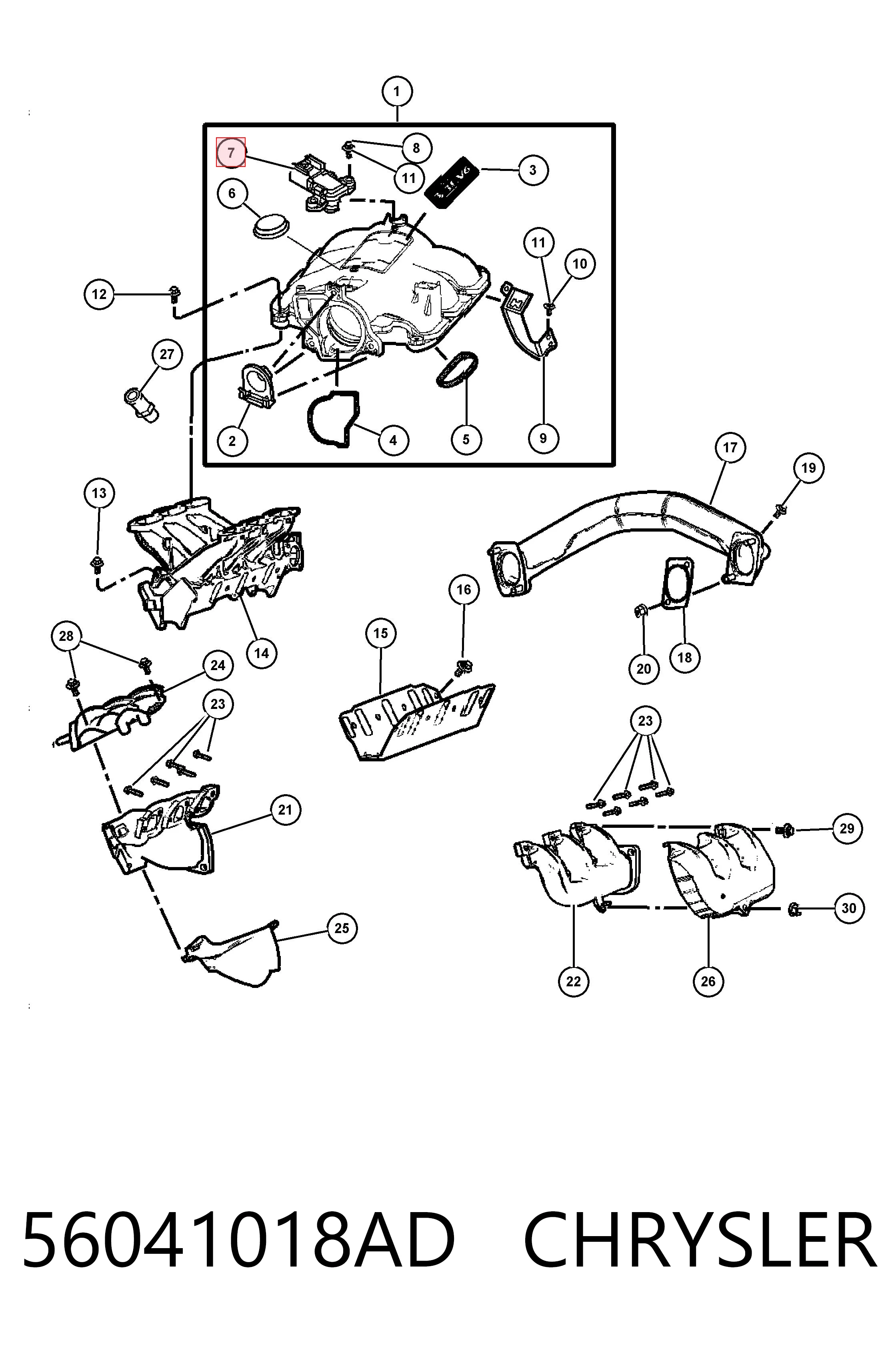 56041018AD Chrysler Sensor de pressão no coletor de admissão, MAP