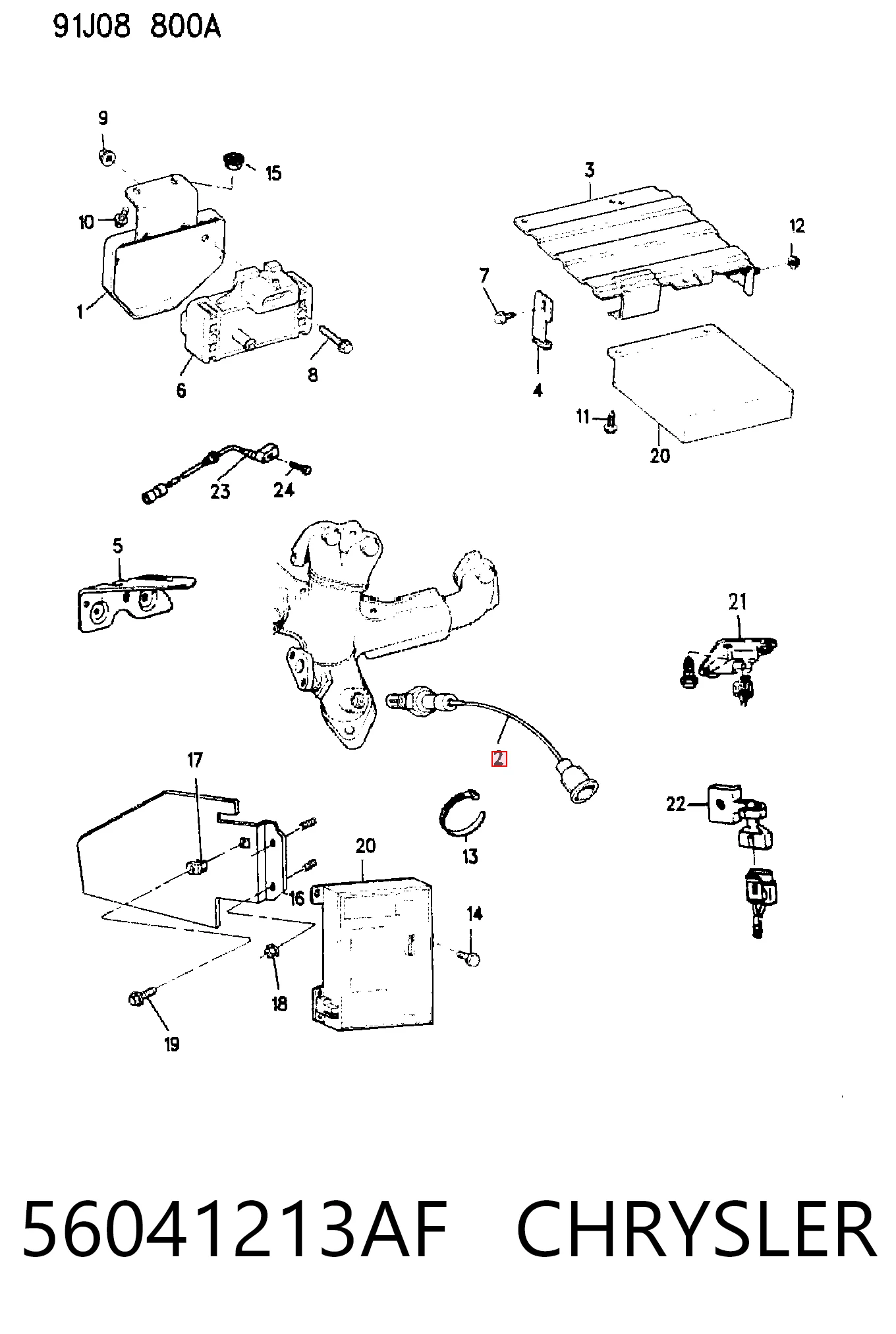 56041213AF Chrysler Sonda lambda, sensor de oxigênio até o catalisador