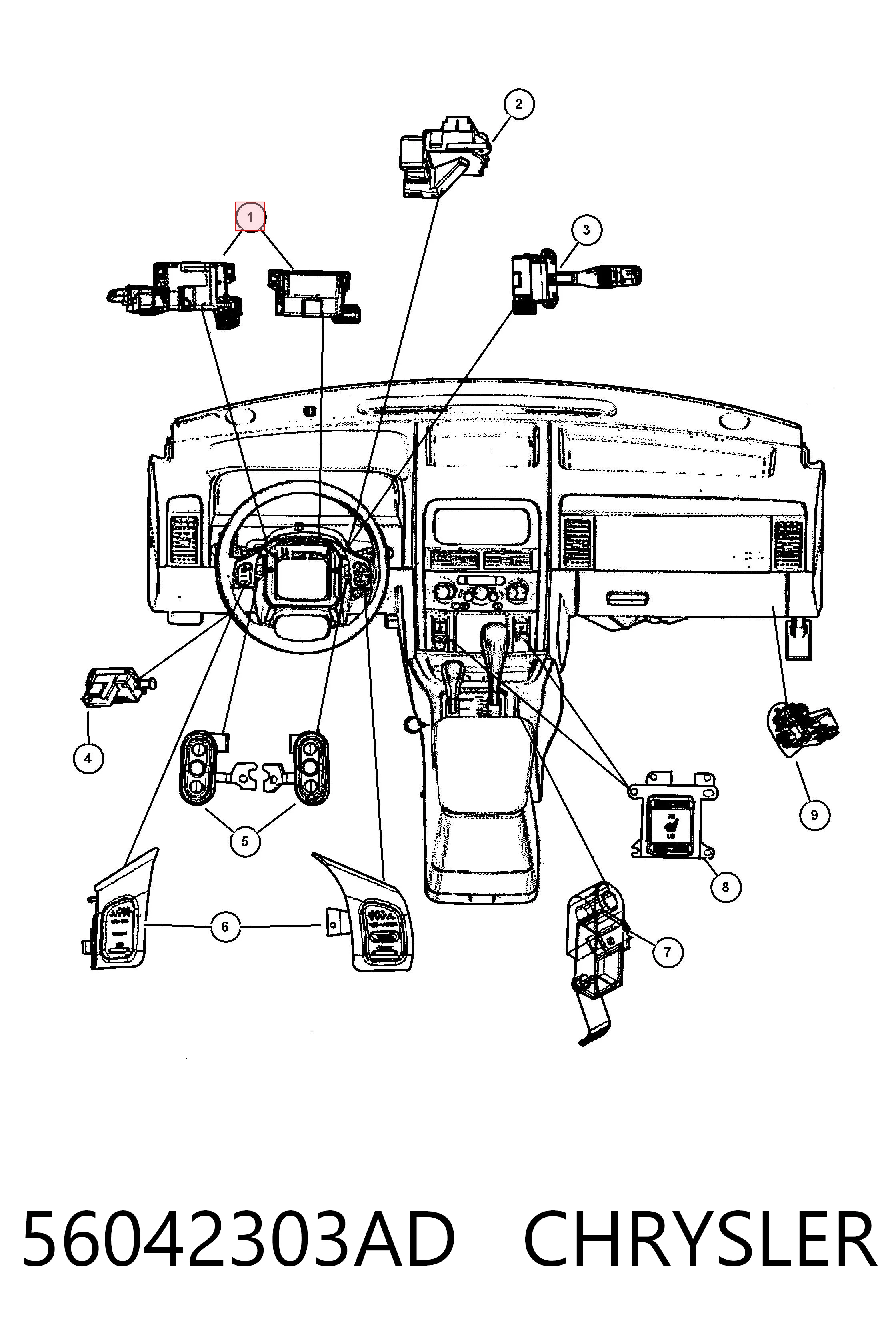 K04685711AC Fiat/Alfa/Lancia Comutador direito instalado na coluna da direção