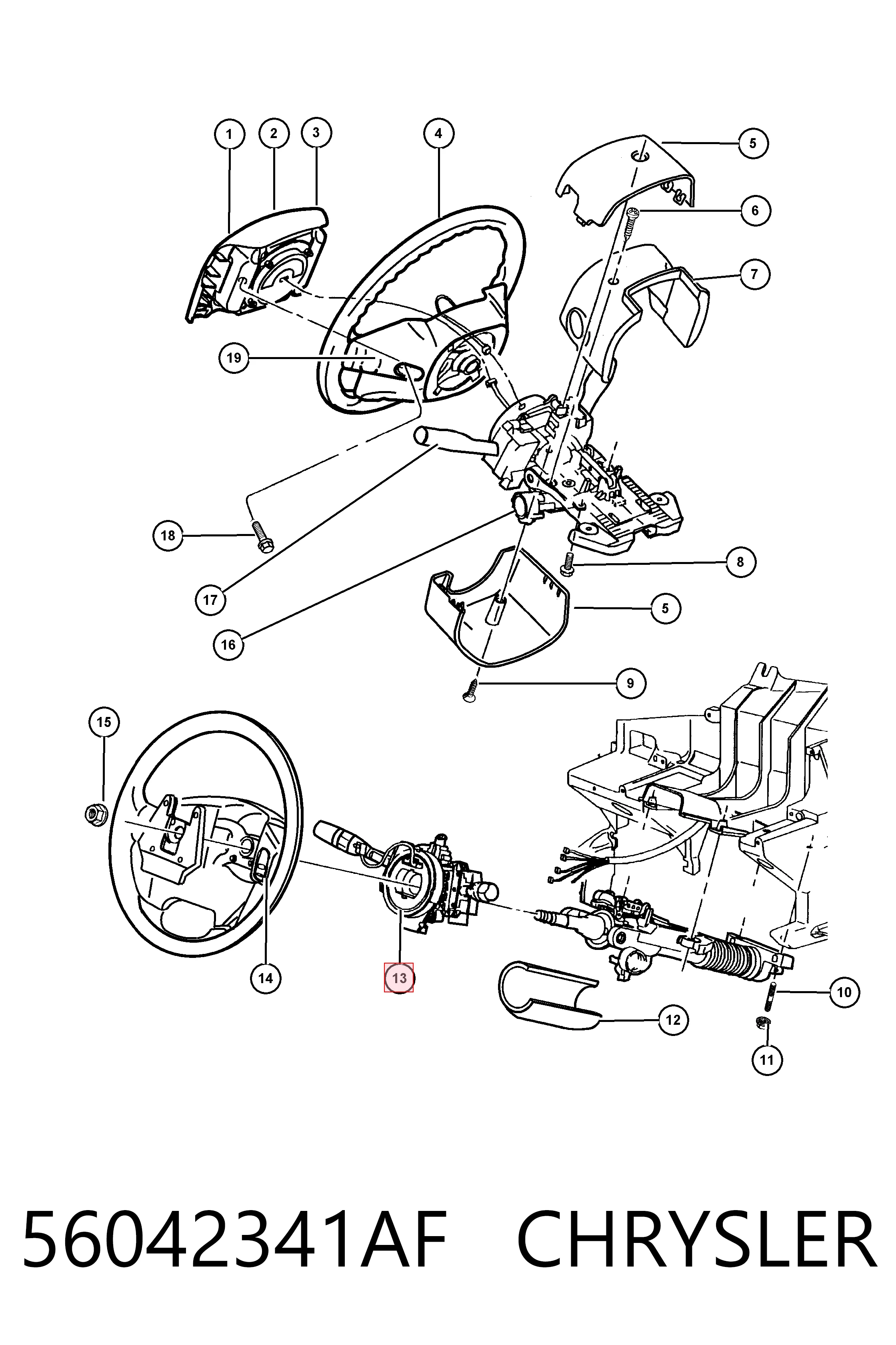Anel AIRBAG de contato, cabo plano do volante Fiat/Alfa/Lancia K56042341AF