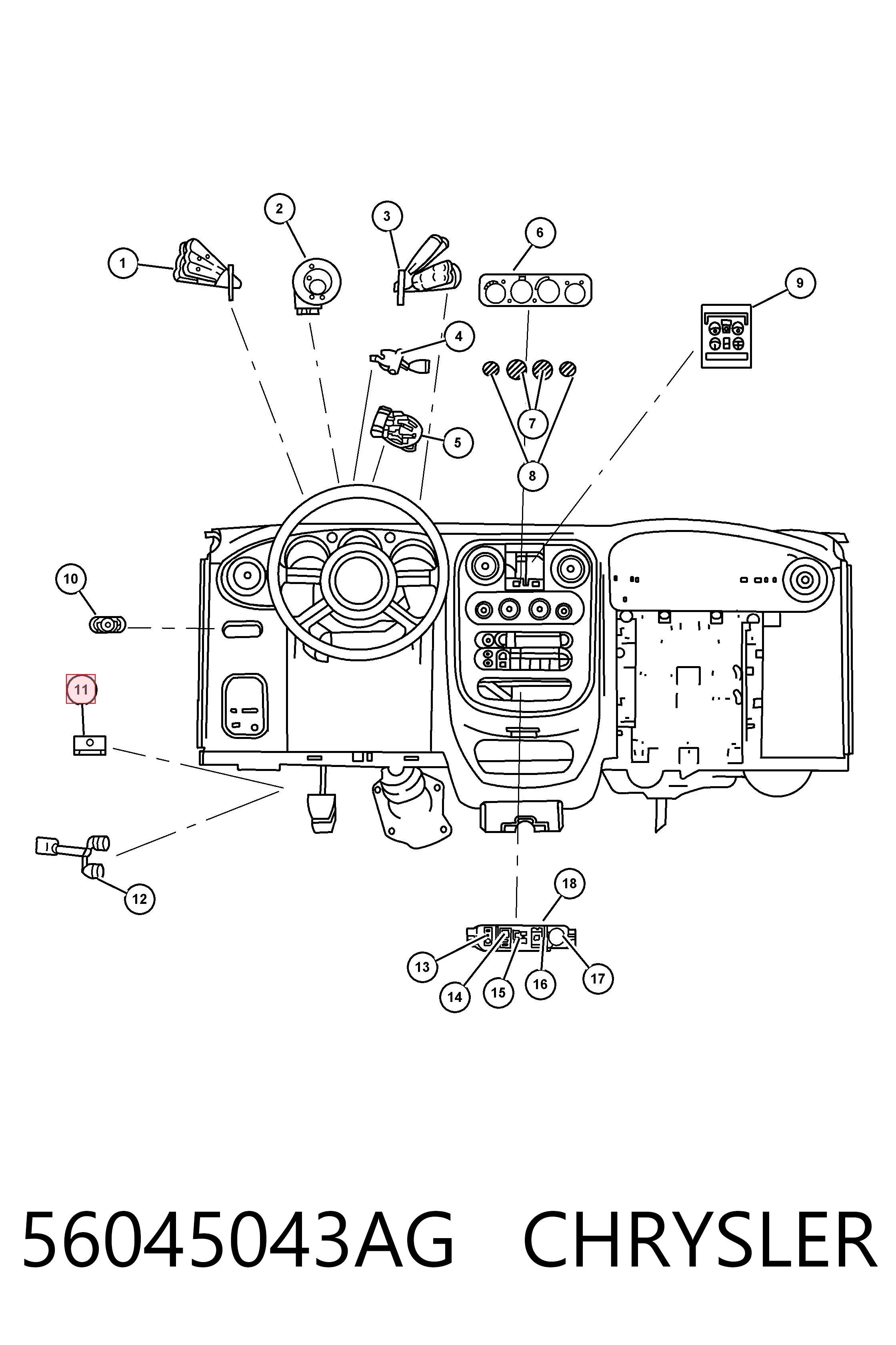 56045043AG Chrysler Sensor de ativação do sinal de parada