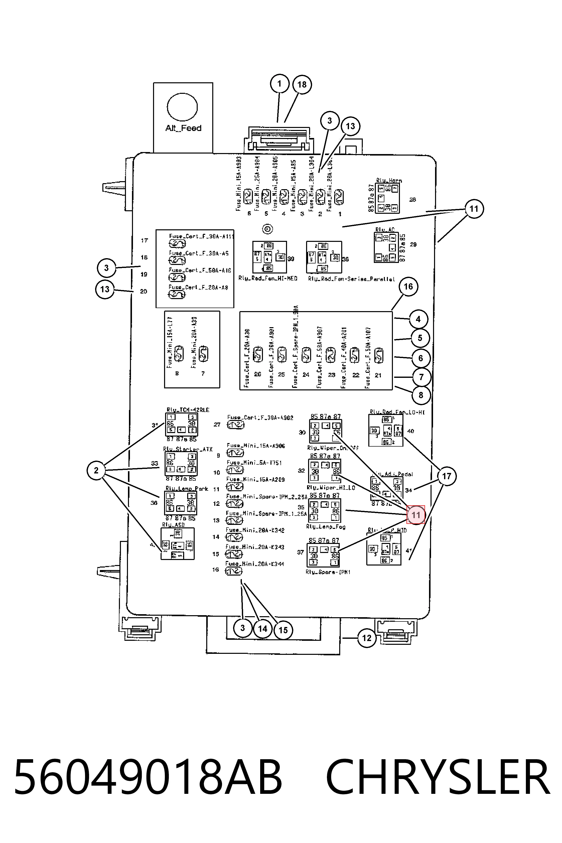 56049018AB Chrysler Relê elétrico multifuncional