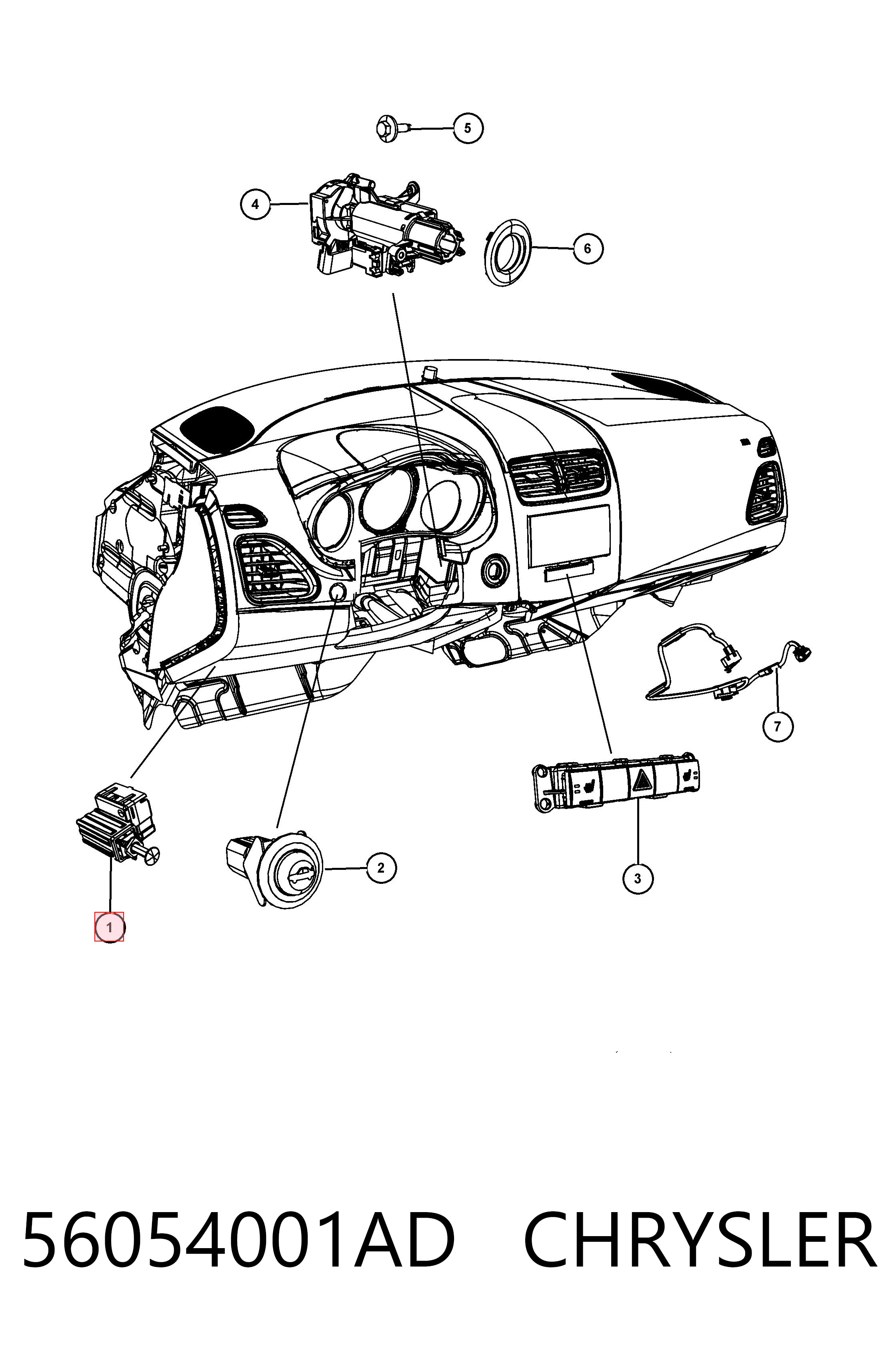 56054001AD Chrysler Sensor de ativação do sinal de parada