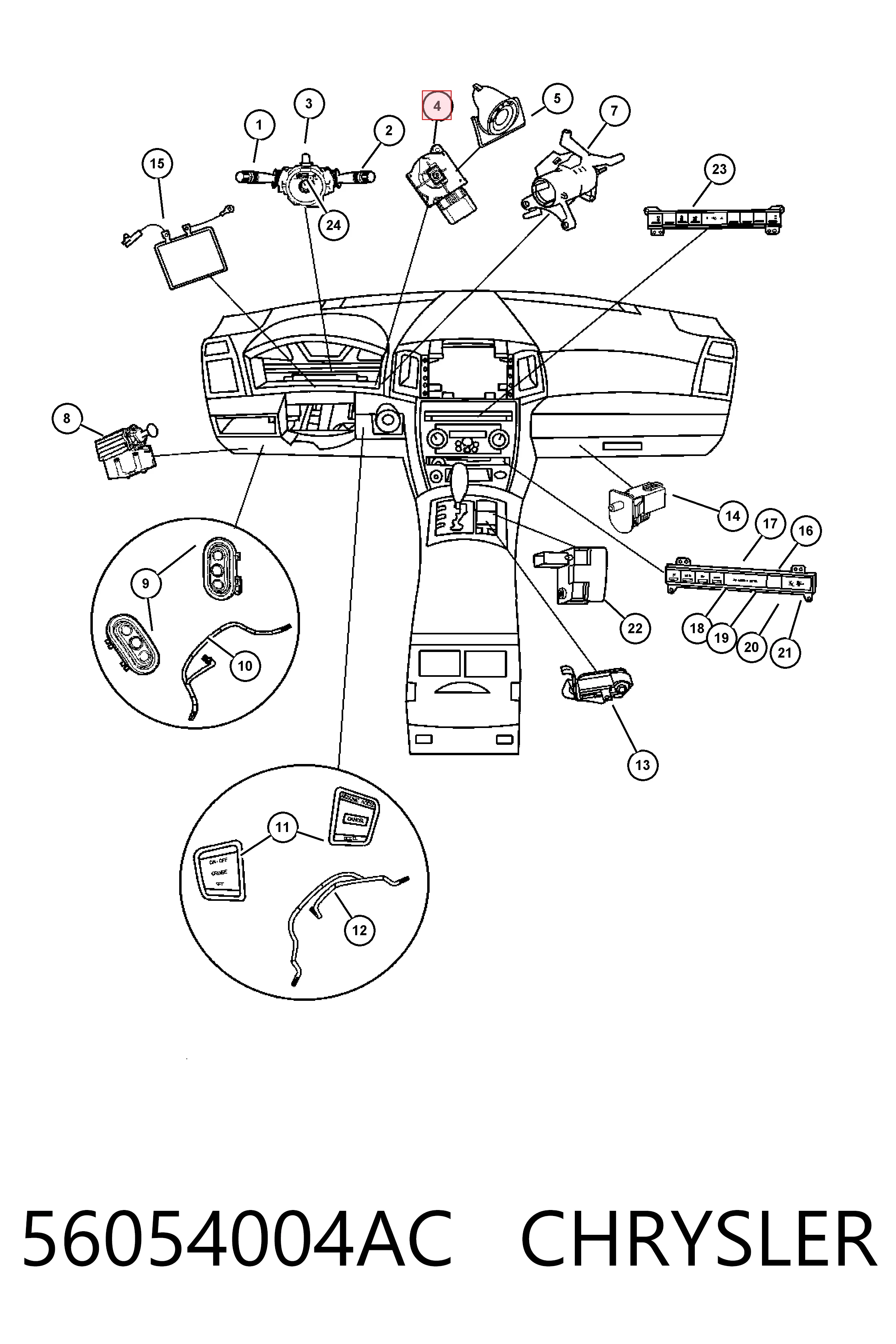 56054004AC Chrysler Fecho de ignição
