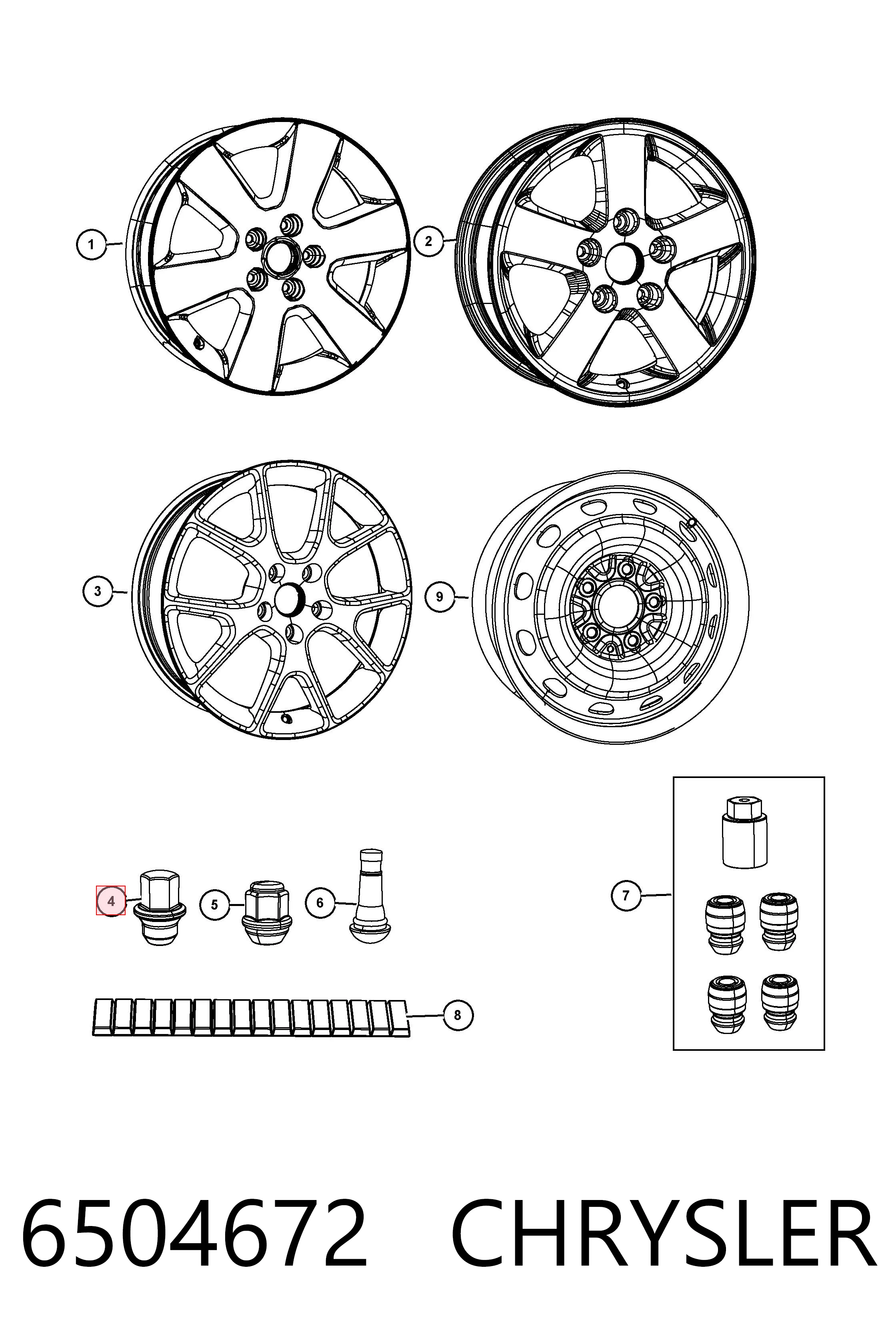 K06504672 Fiat/Alfa/Lancia Porca de roda