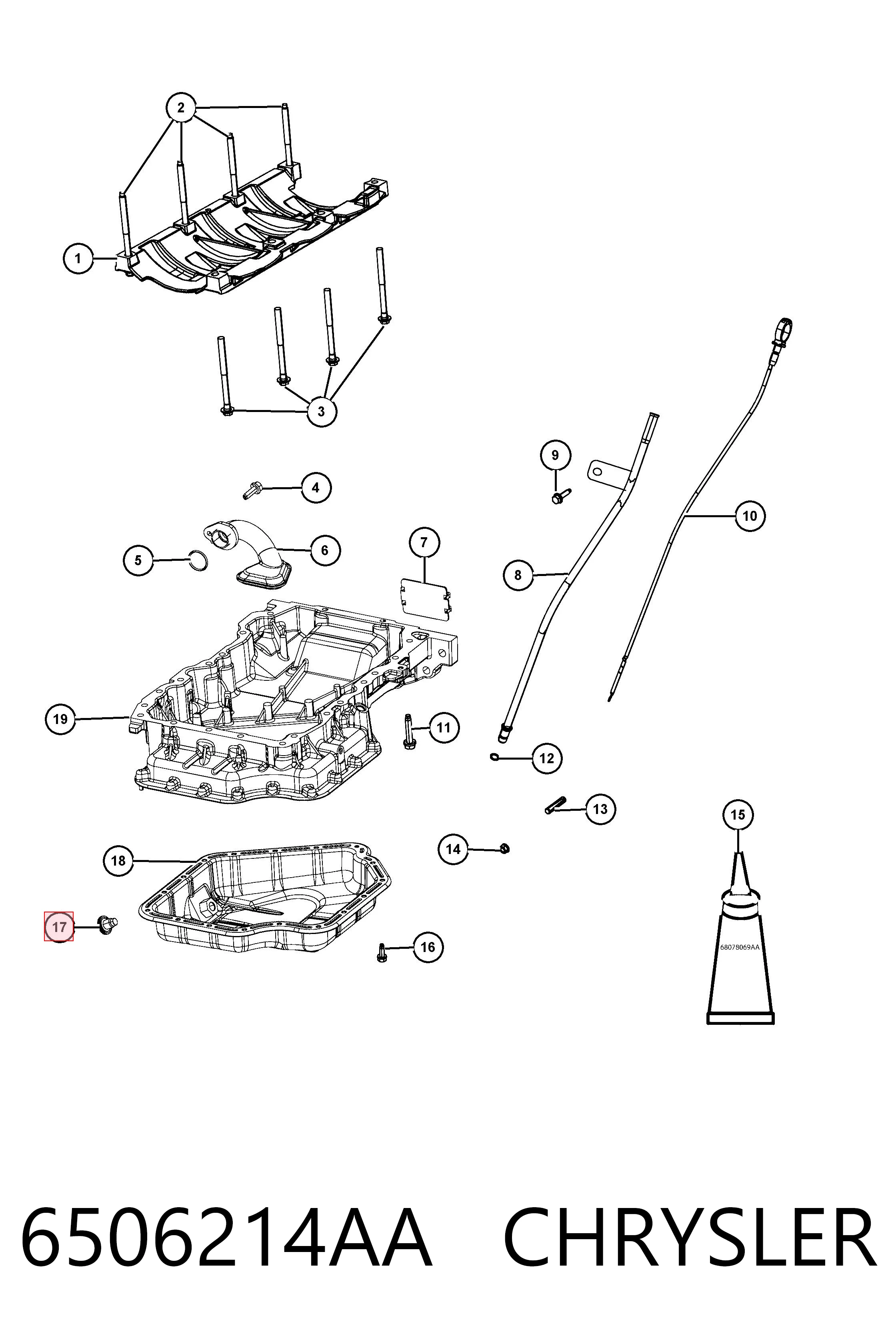 6506214AA Chrysler Tampão de panela de motor