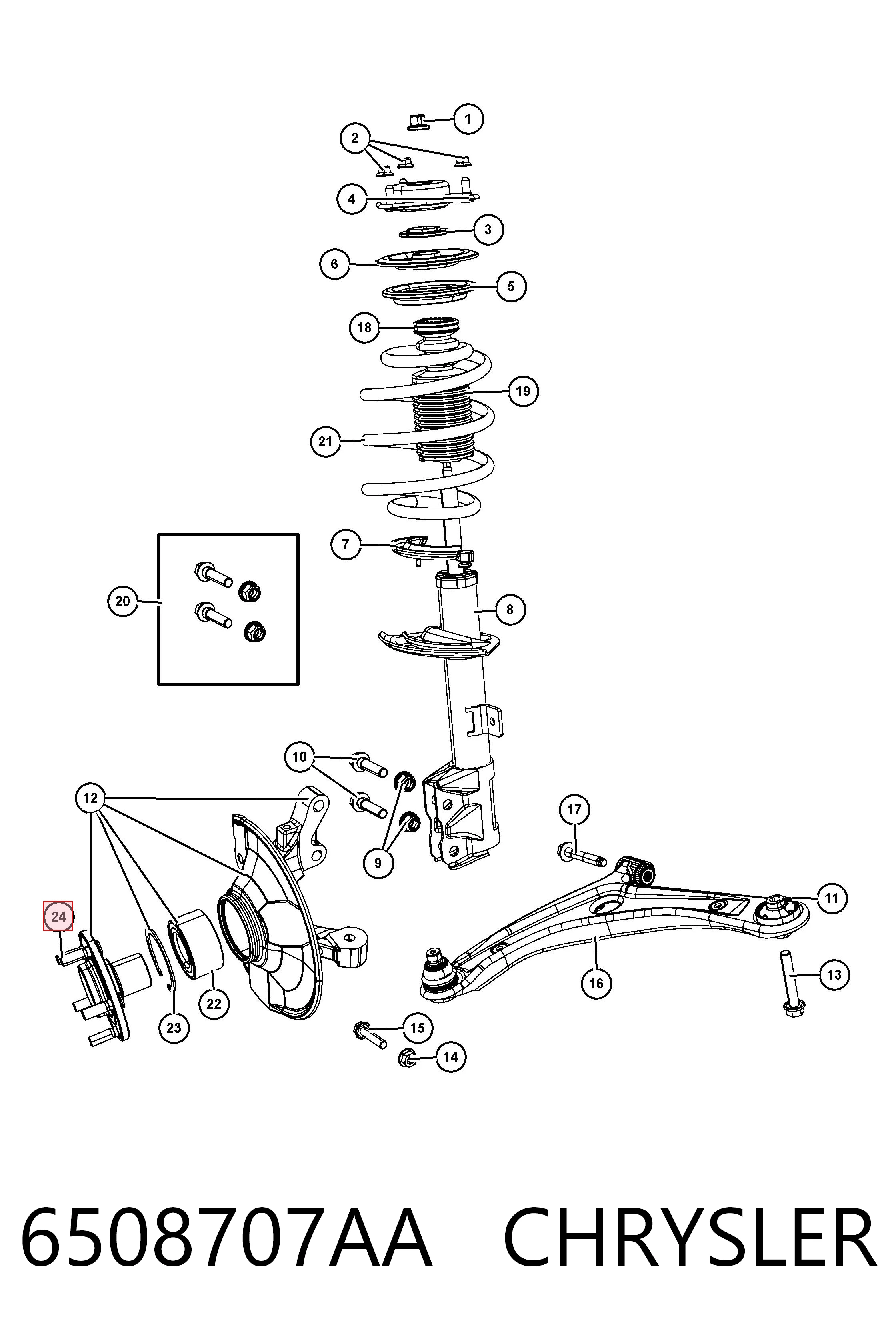 6508707AA Chrysler Prego de roda traseiro/dianteiro