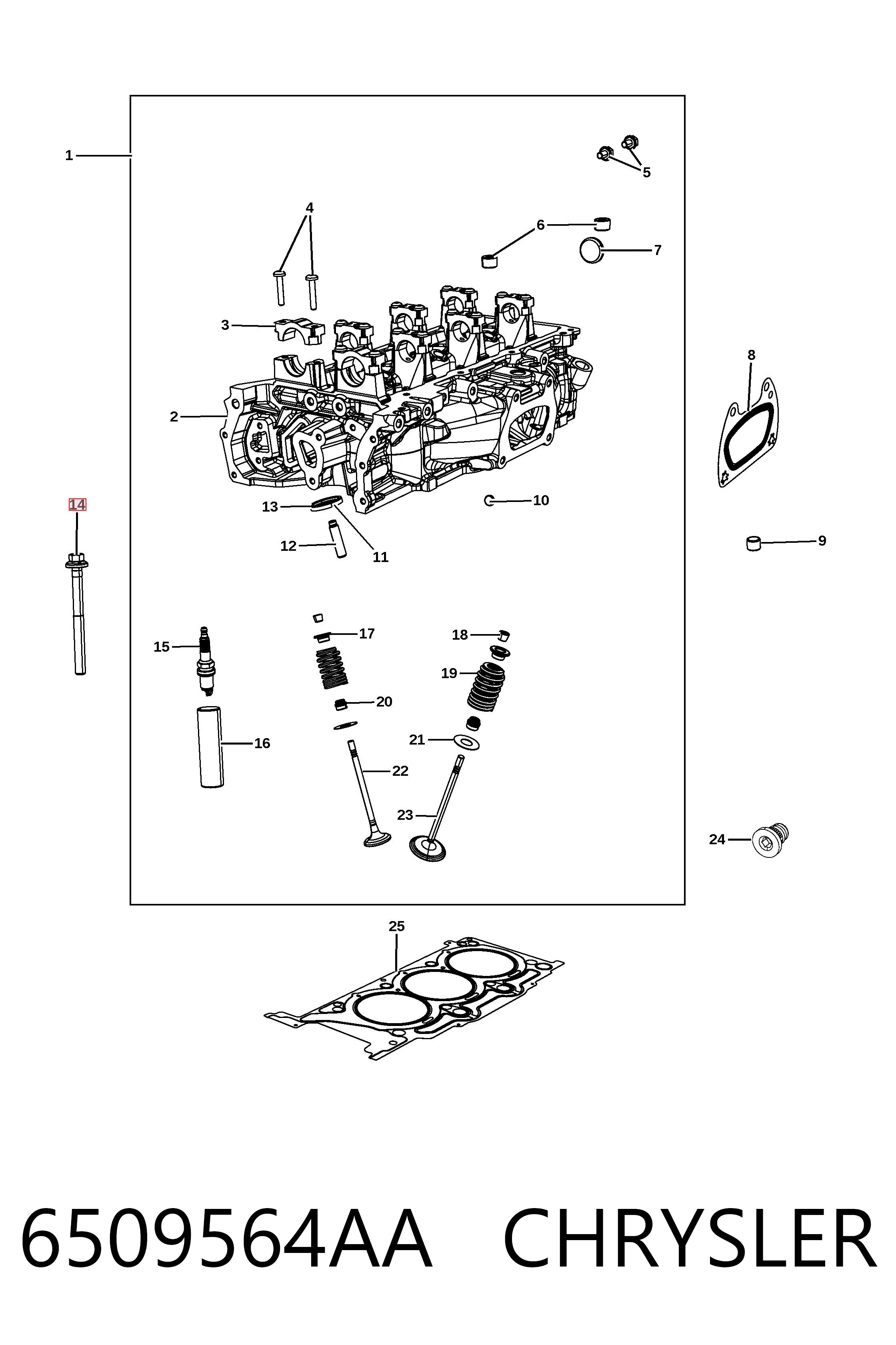 K06509564AA Fiat/Alfa/Lancia Parafuso de cabeça de motor (CBC)