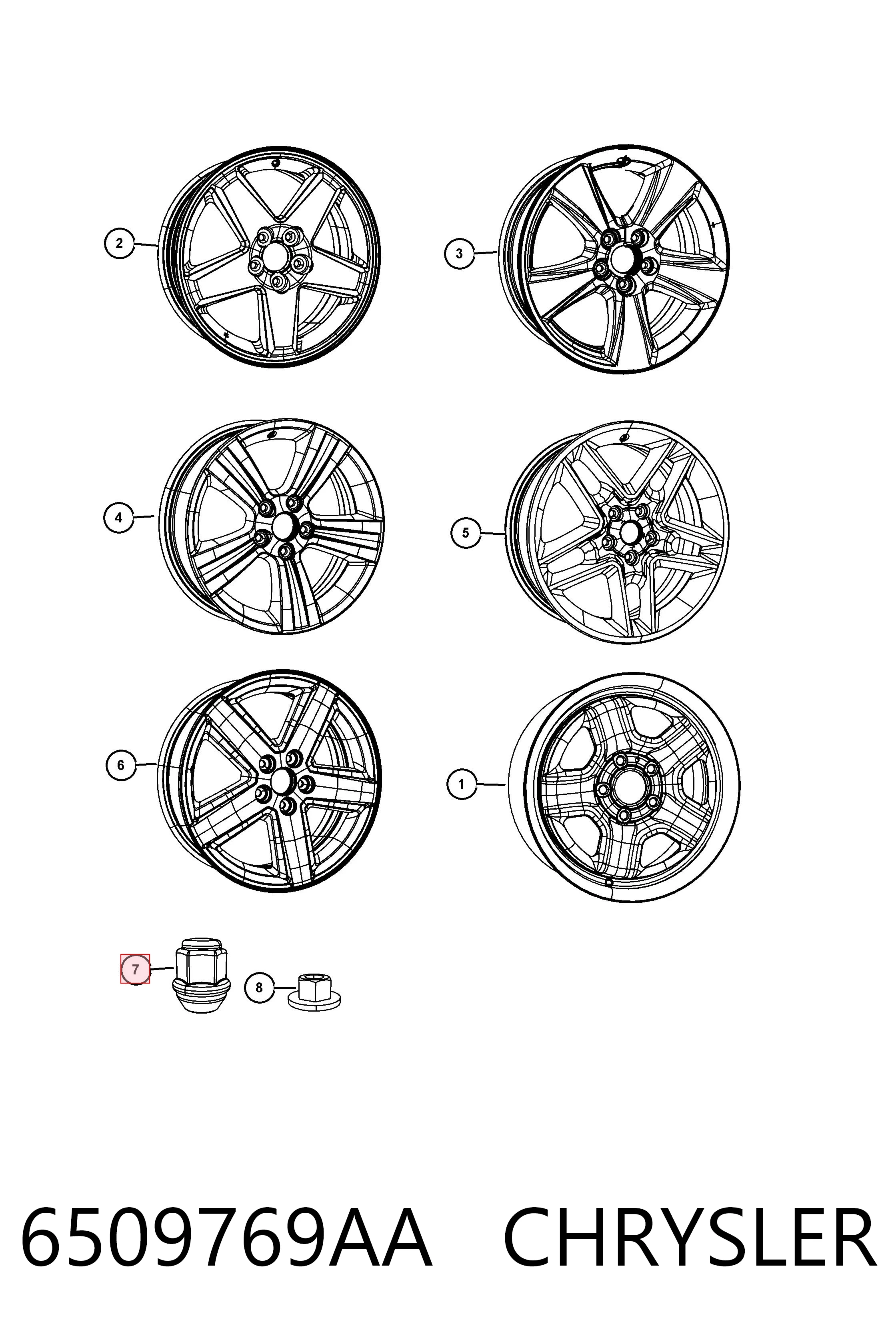 K06509769AA Fiat/Alfa/Lancia Porca de roda