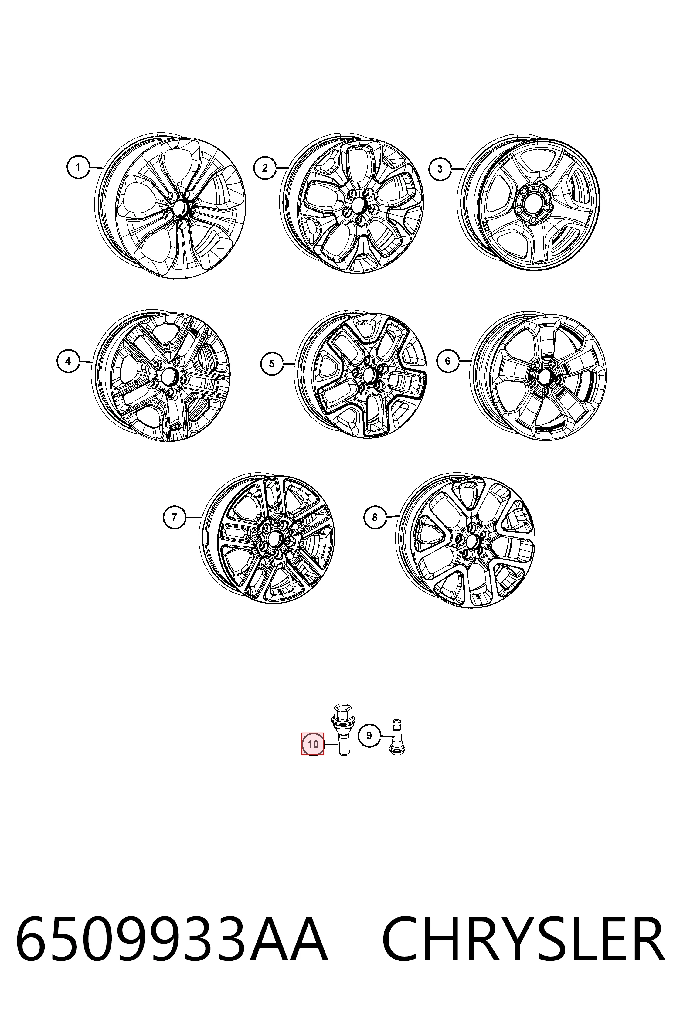 Parafuso de roda K06511051AA Fiat/Alfa/Lancia