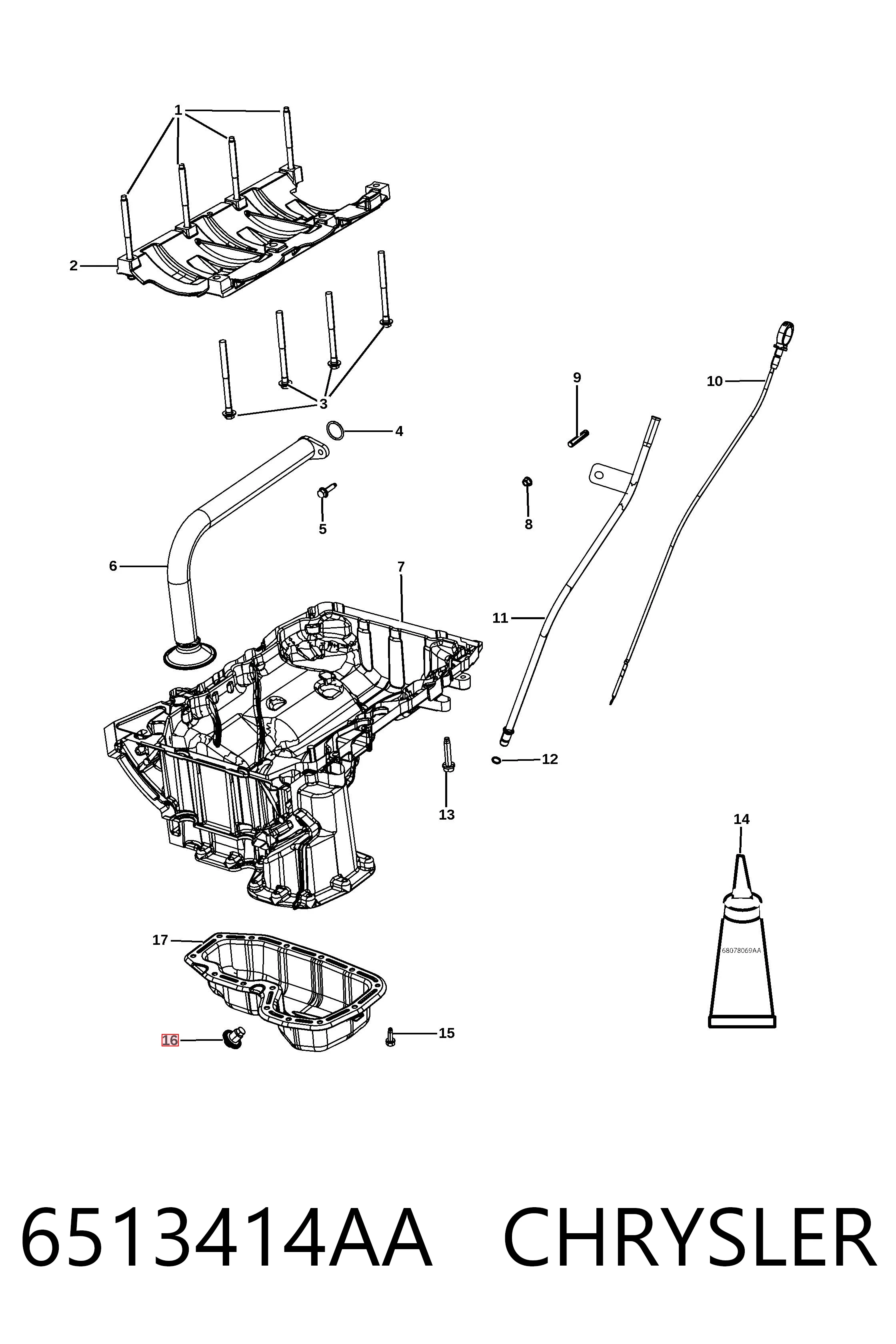 6513414AA Chrysler Tampão de panela de motor