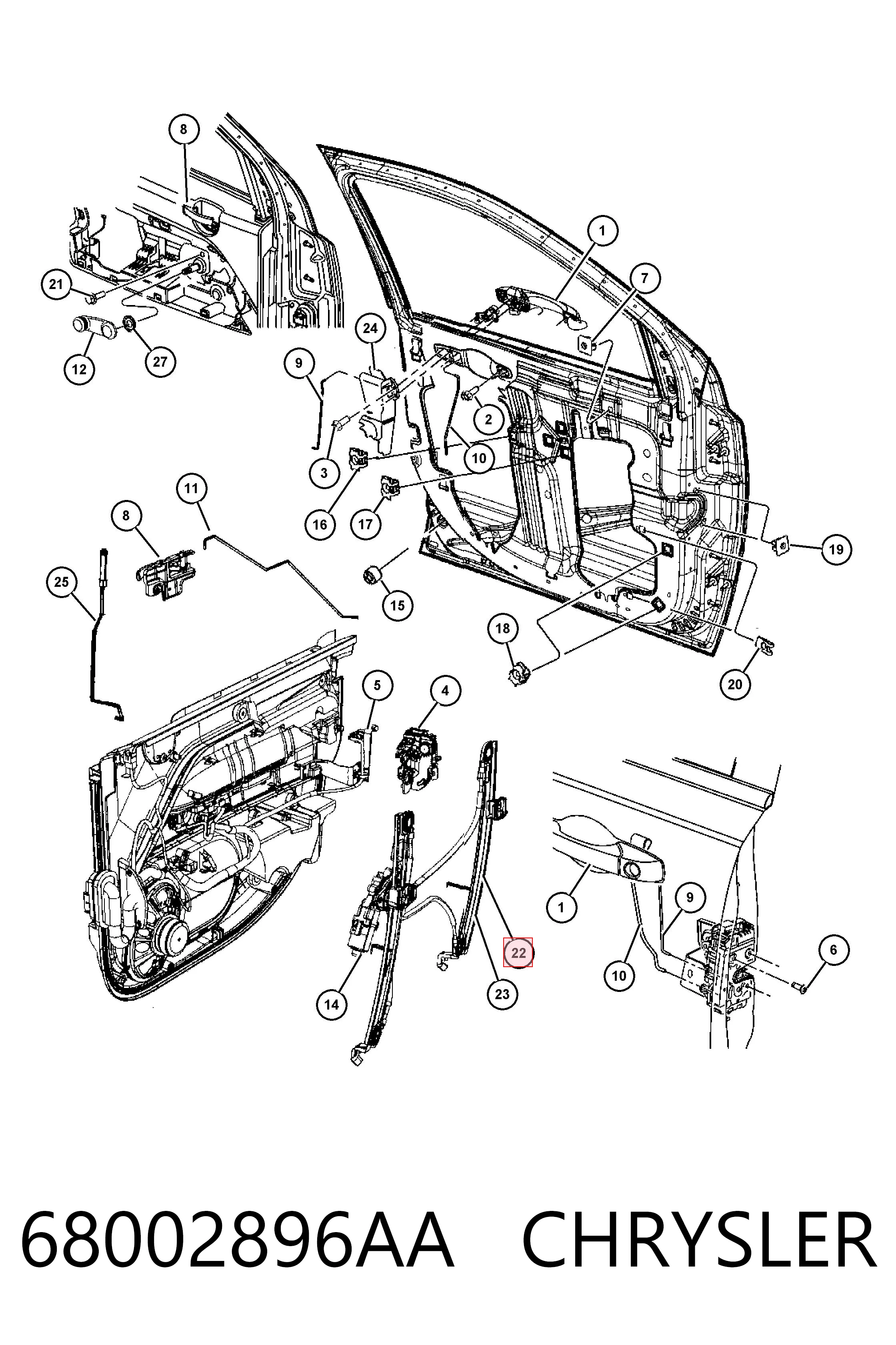 Mecanismo de acionamento de vidro da porta dianteira direita Jeep Compass LIMITED MK49