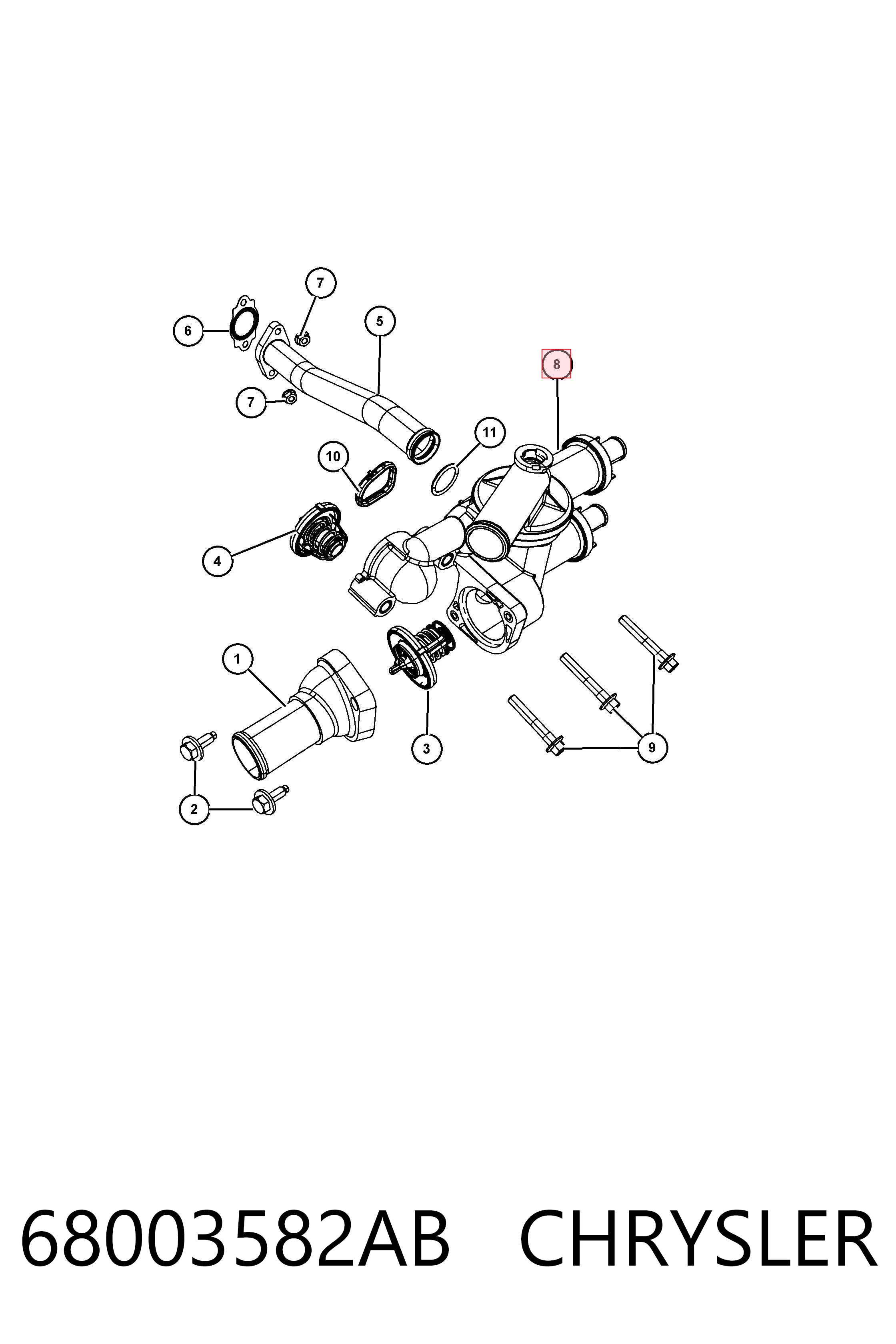  Caixa do termostato Dodge Journey SUV (2008 - 2020) 