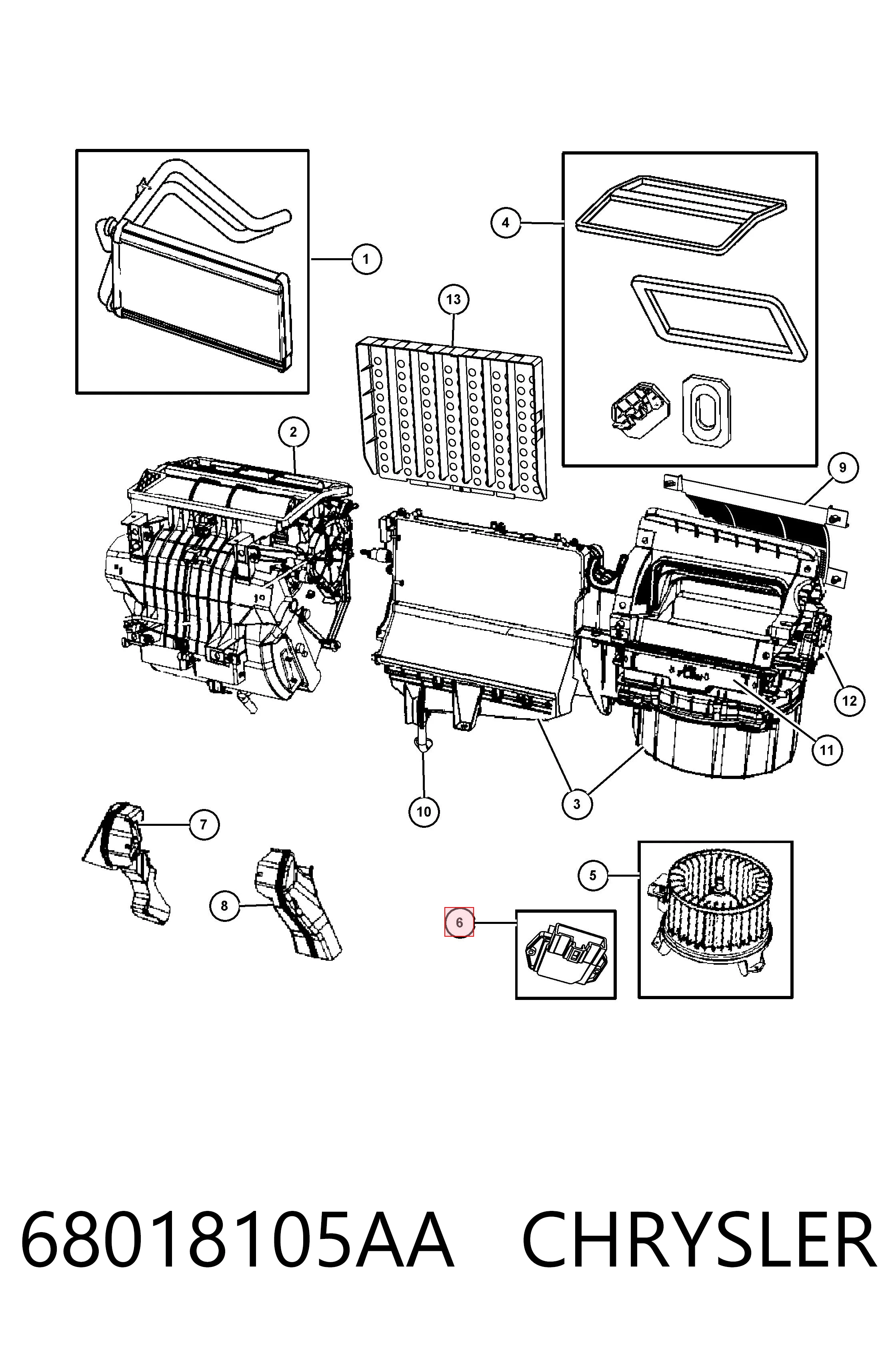 68018105AA Chrysler Resistor (resistência) de ventilador de forno (de aquecedor de salão)