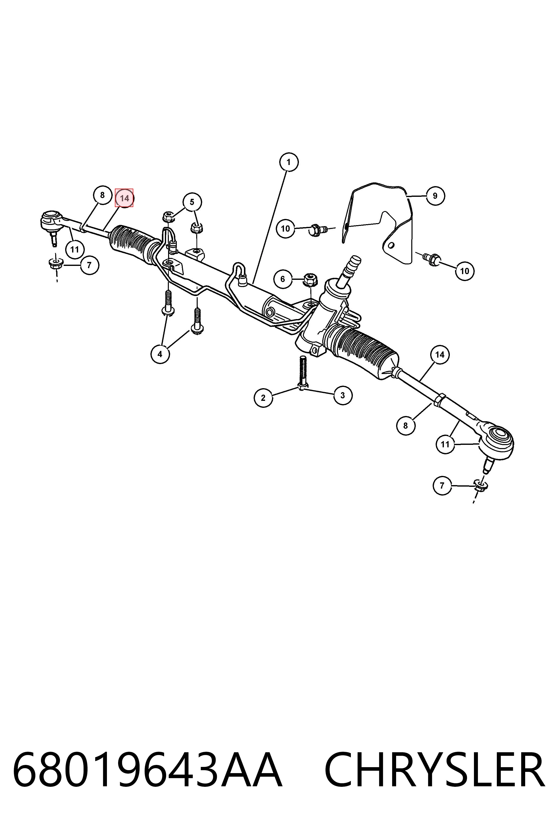 68019643AA Chrysler Tração de direção