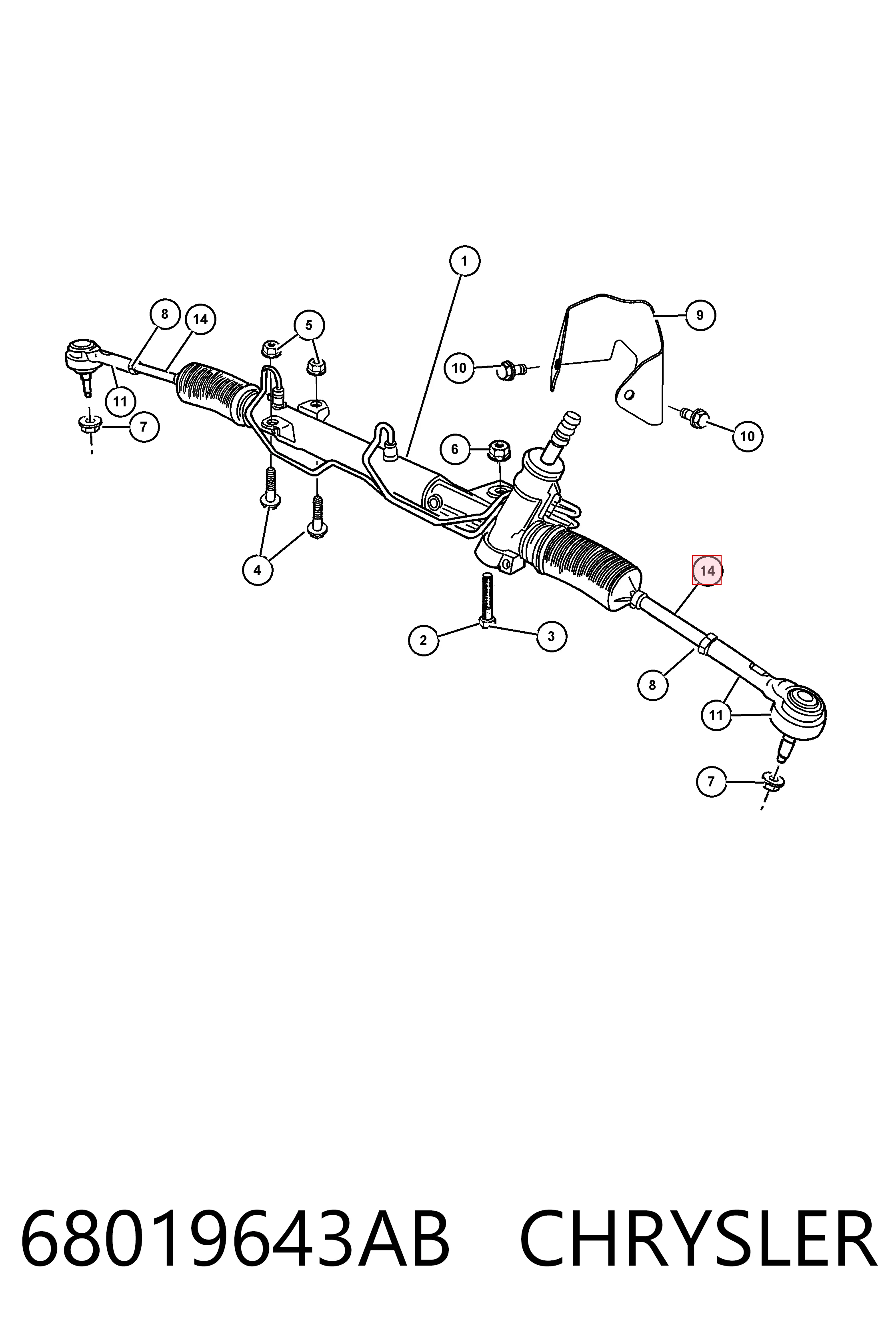 68019643AB Chrysler Tração de direção