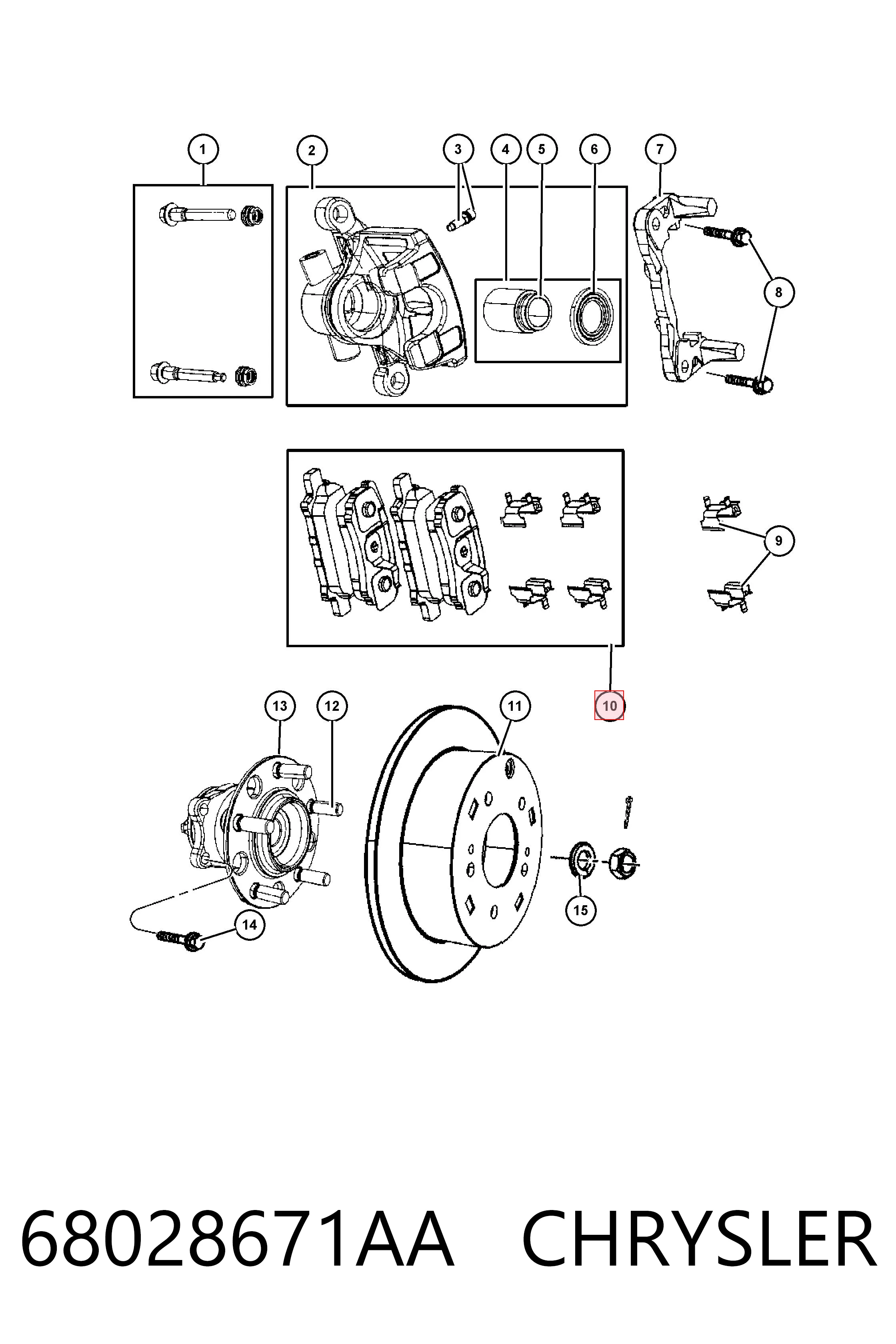 68028671AA Chrysler Sapatas do freio traseiras de disco