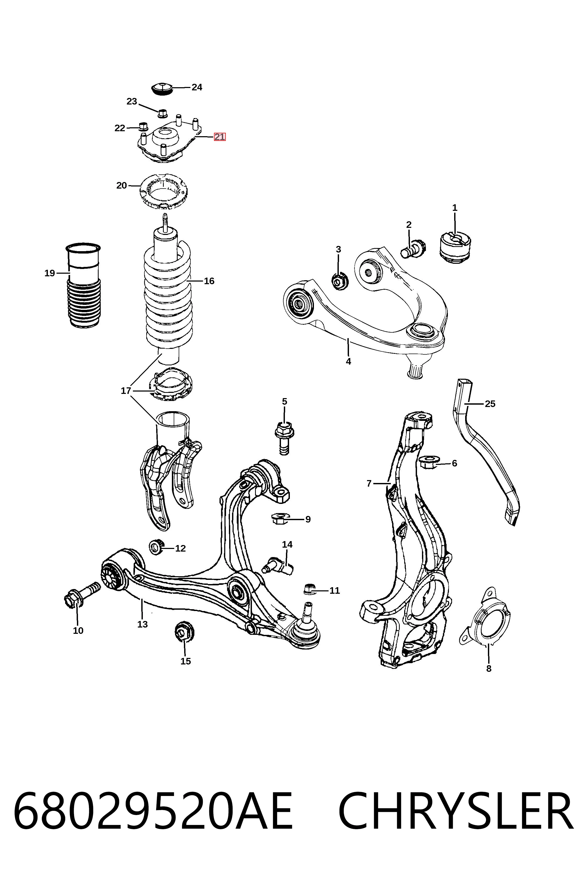 Suporte de amortecedor dianteiro K68029520AE Fiat/Alfa/Lancia