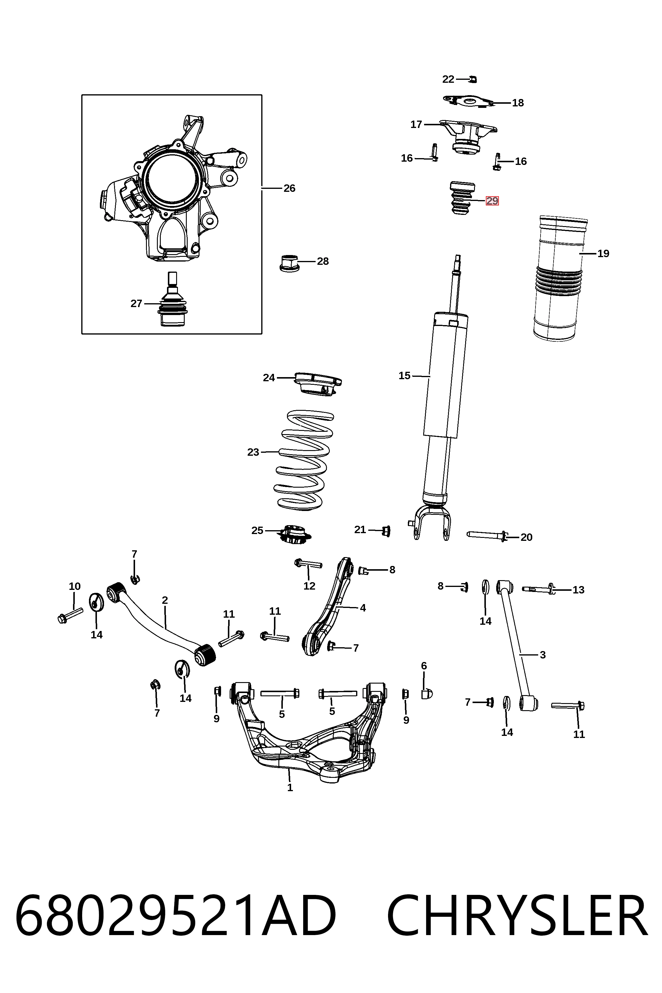 K68029520AE Fiat/Alfa/Lancia Suporte de amortecedor dianteiro